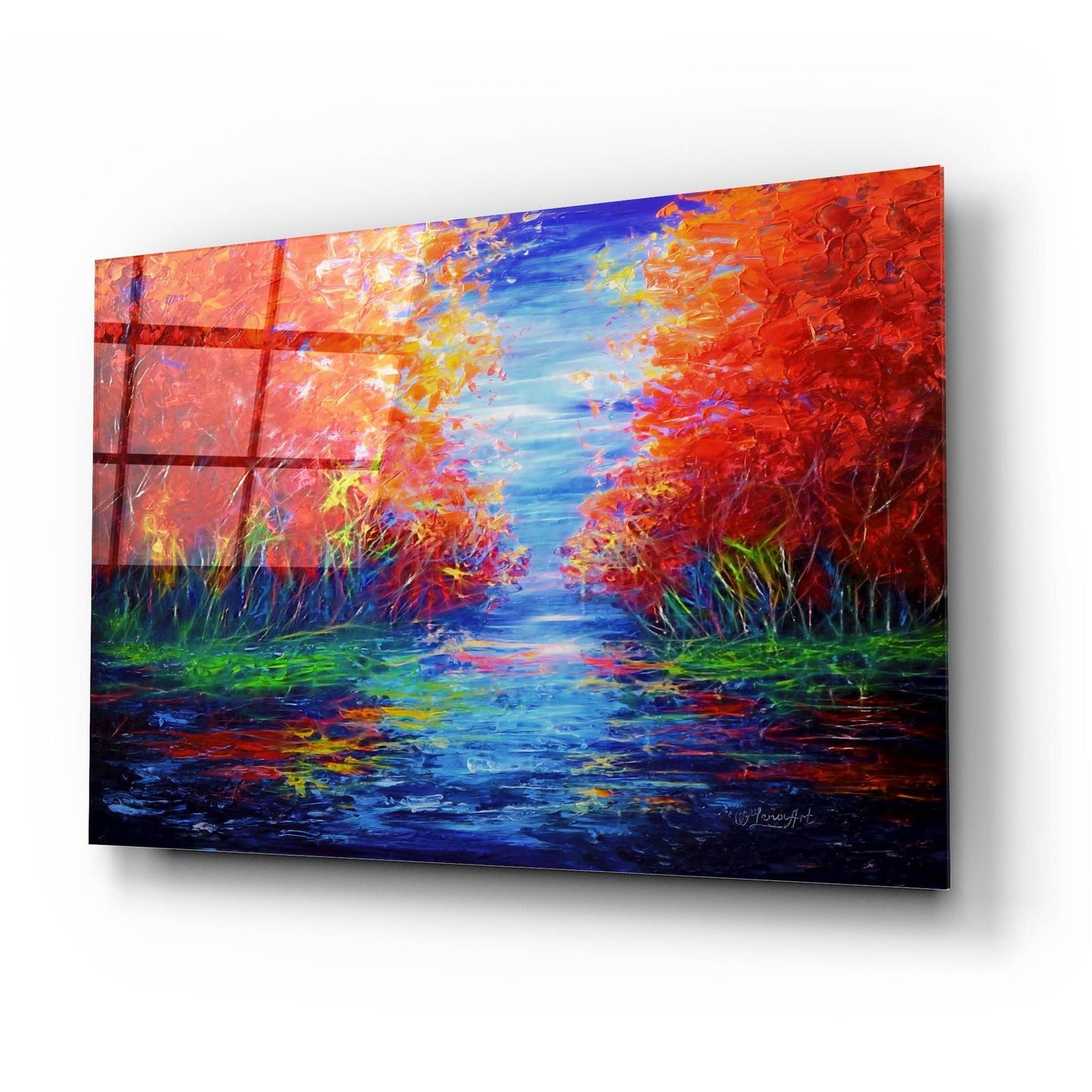 Epic Art 'Reflection Of Red Trees' by Lena Owens, Acrylic Glass Wall Art,24x16