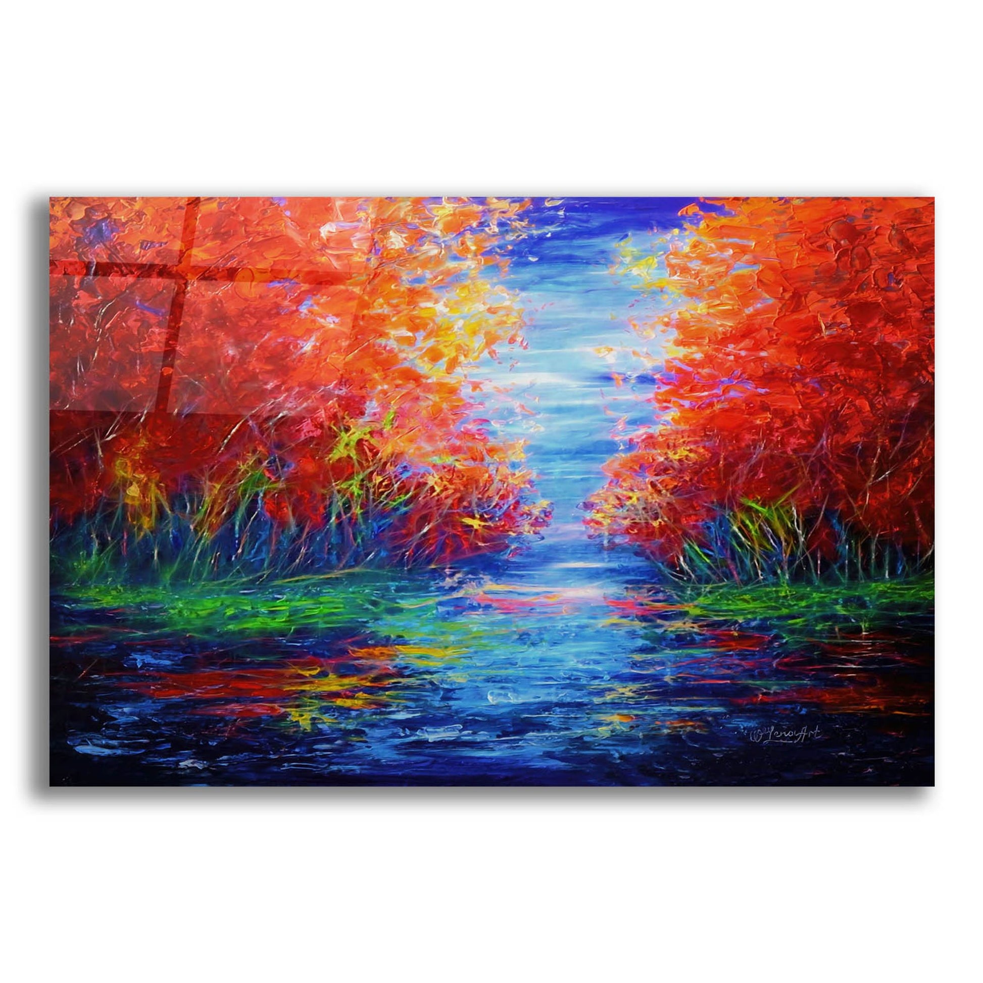 Epic Art 'Reflection Of Red Trees' by Lena Owens, Acrylic Glass Wall Art,24x16