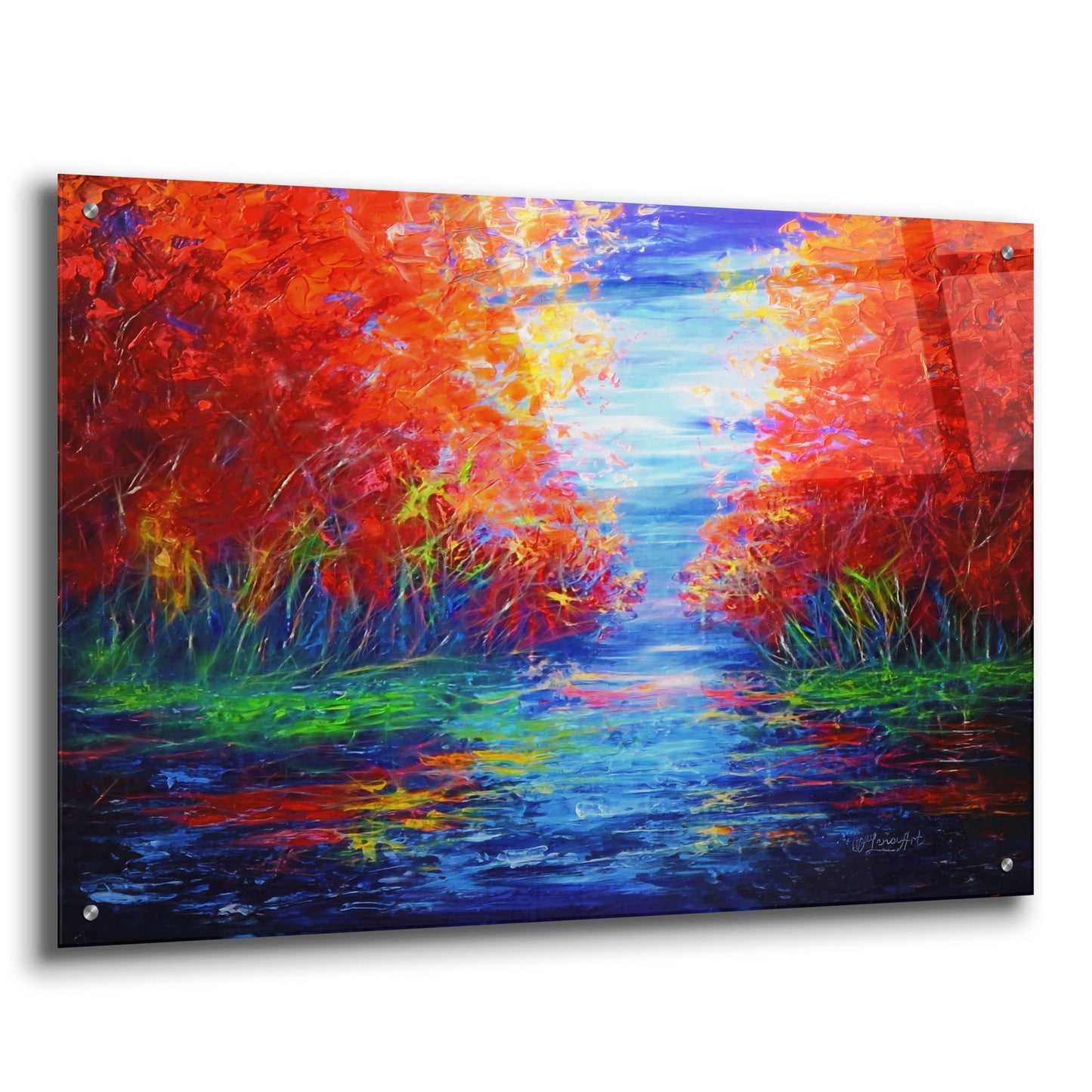 Epic Art 'Reflection Of Red Trees' by Lena Owens, Acrylic Glass Wall Art,36x24