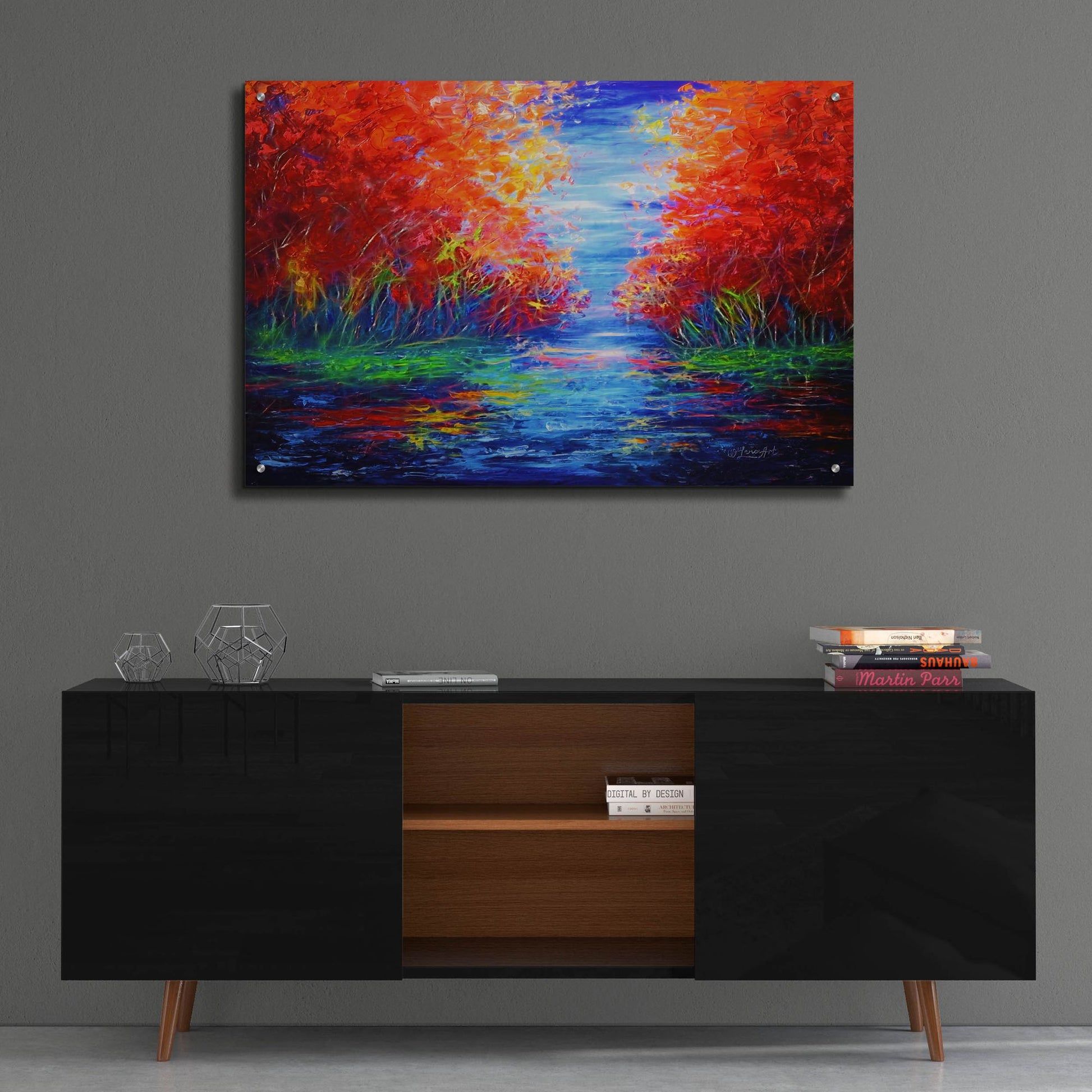 Epic Art 'Reflection Of Red Trees' by Lena Owens, Acrylic Glass Wall Art,36x24