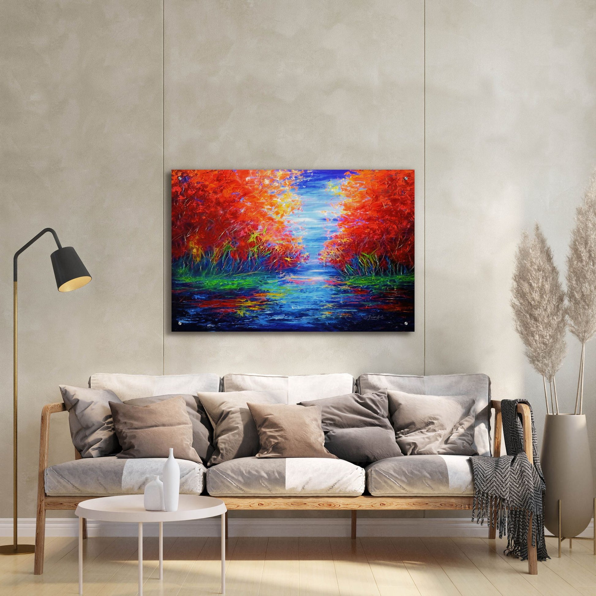 Epic Art 'Reflection Of Red Trees' by Lena Owens, Acrylic Glass Wall Art,36x24