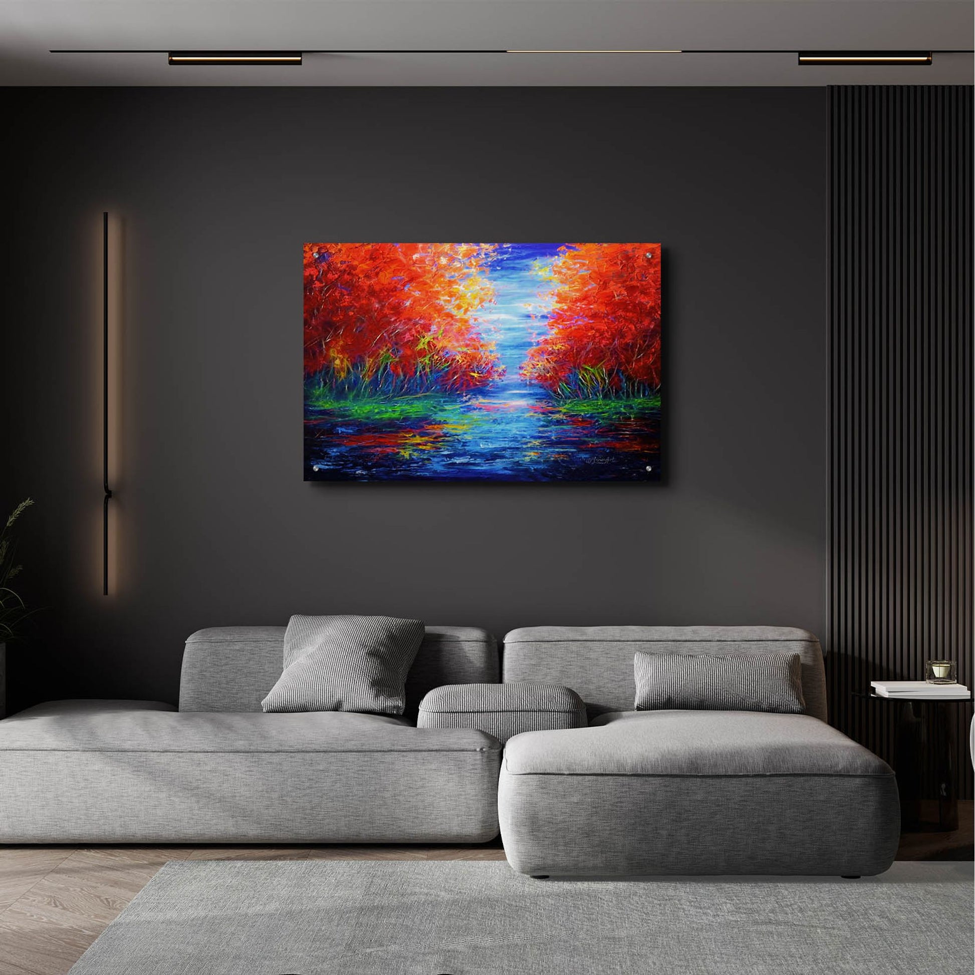 Epic Art 'Reflection Of Red Trees' by Lena Owens, Acrylic Glass Wall Art,36x24