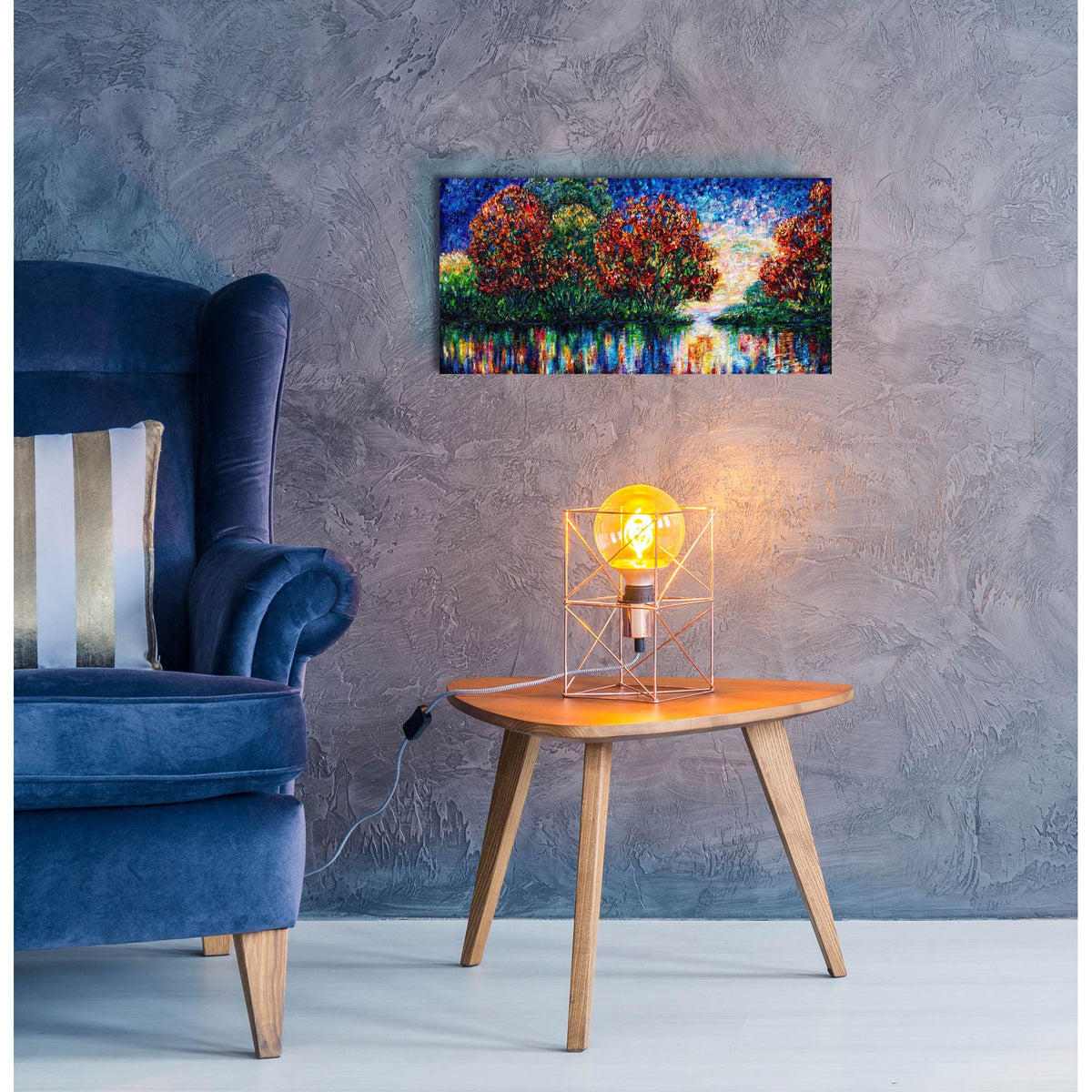 Epic Art 'Rippled Sunset' by Lena Owens, Acrylic Glass Wall Art,24x12