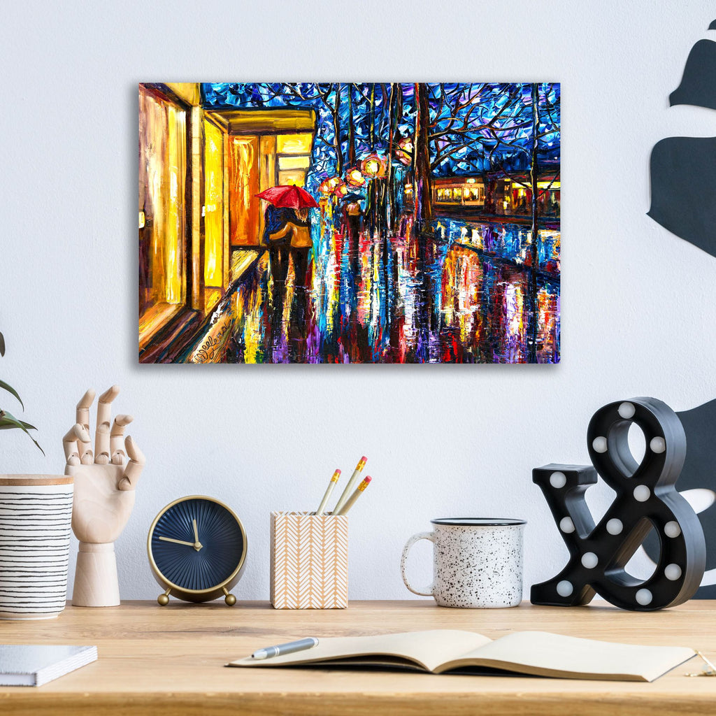 Epic Art 'September Romance Walking Couple' by Lena Owens, Acrylic Glass Wall Art,16x12
