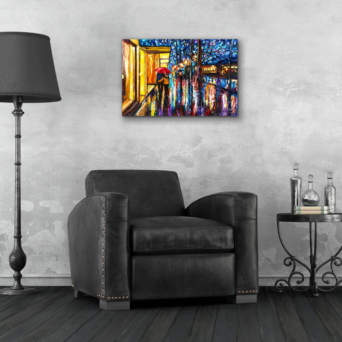 Epic Art 'September Romance Walking Couple' by Lena Owens, Acrylic Glass Wall Art,24x16