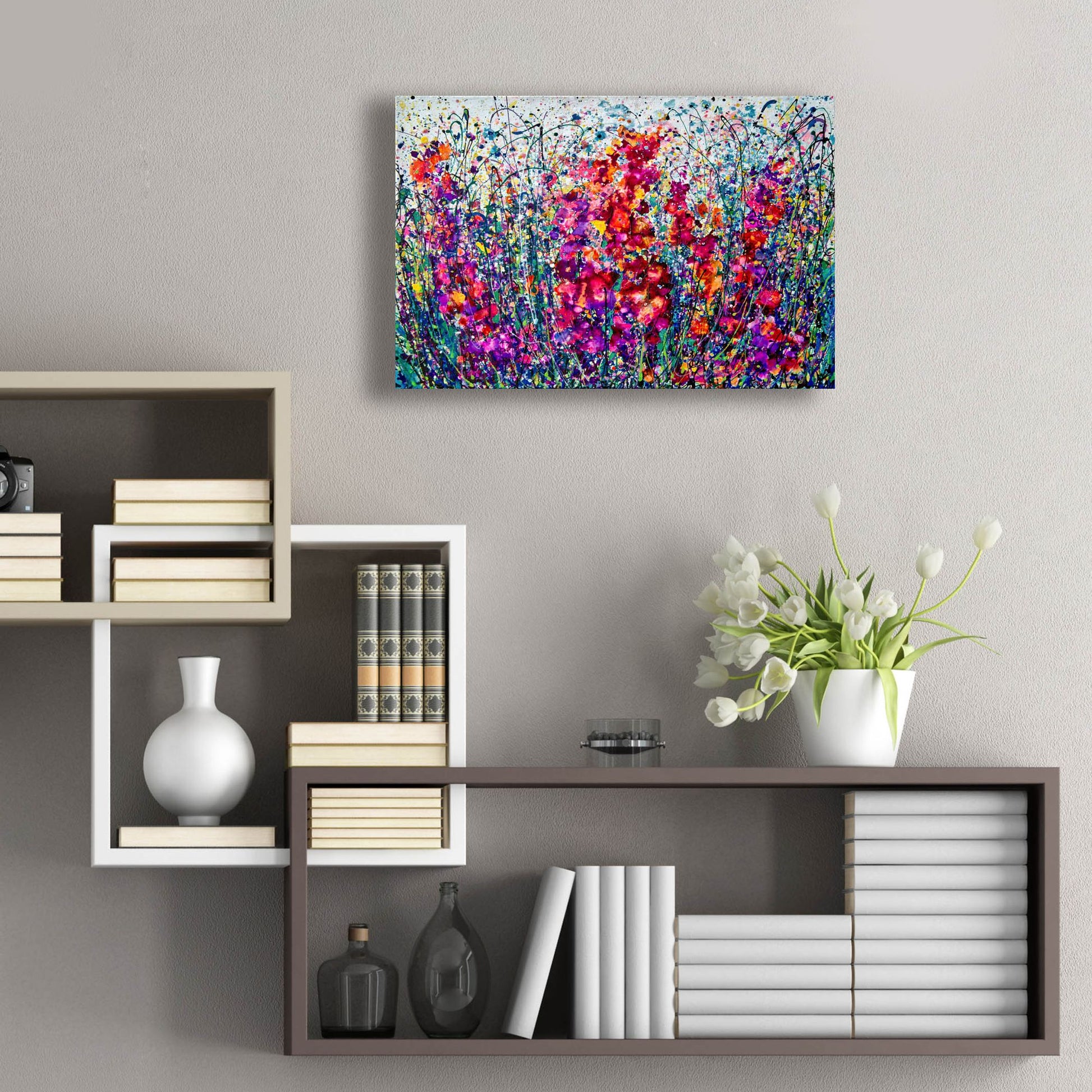 Epic Art 'The Breath of Summer Abstract' by Lena Owens, Acrylic Glass Wall Art,24x16