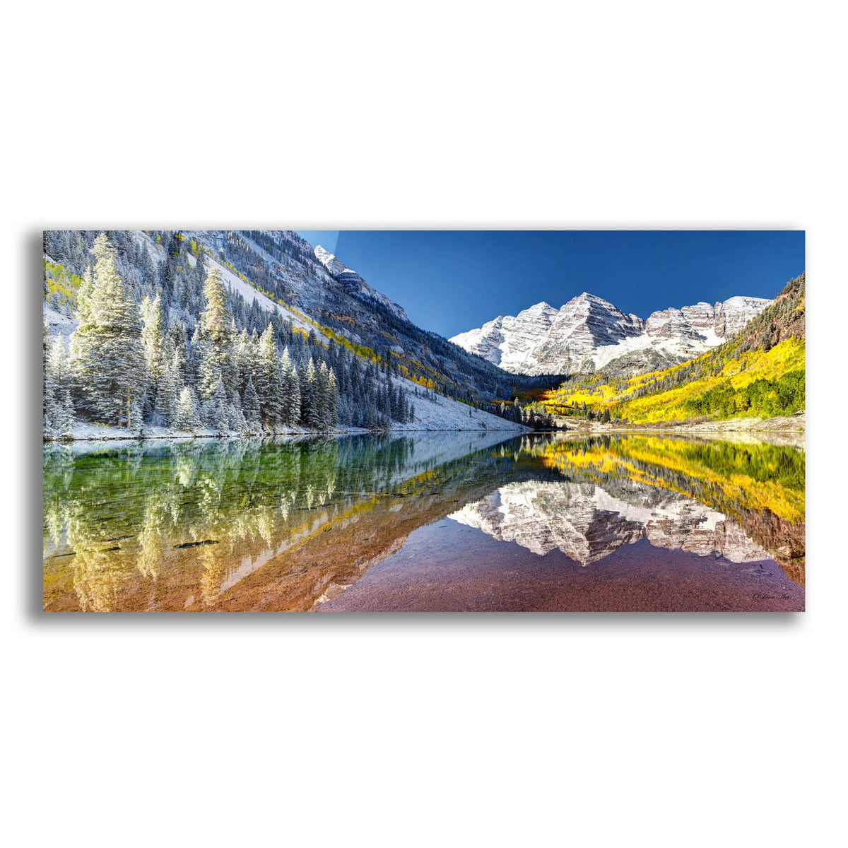 Epic Art 'Fall Season At Maroon Bells Panoramic' by Lena Owens, Acrylic Glass Wall Art