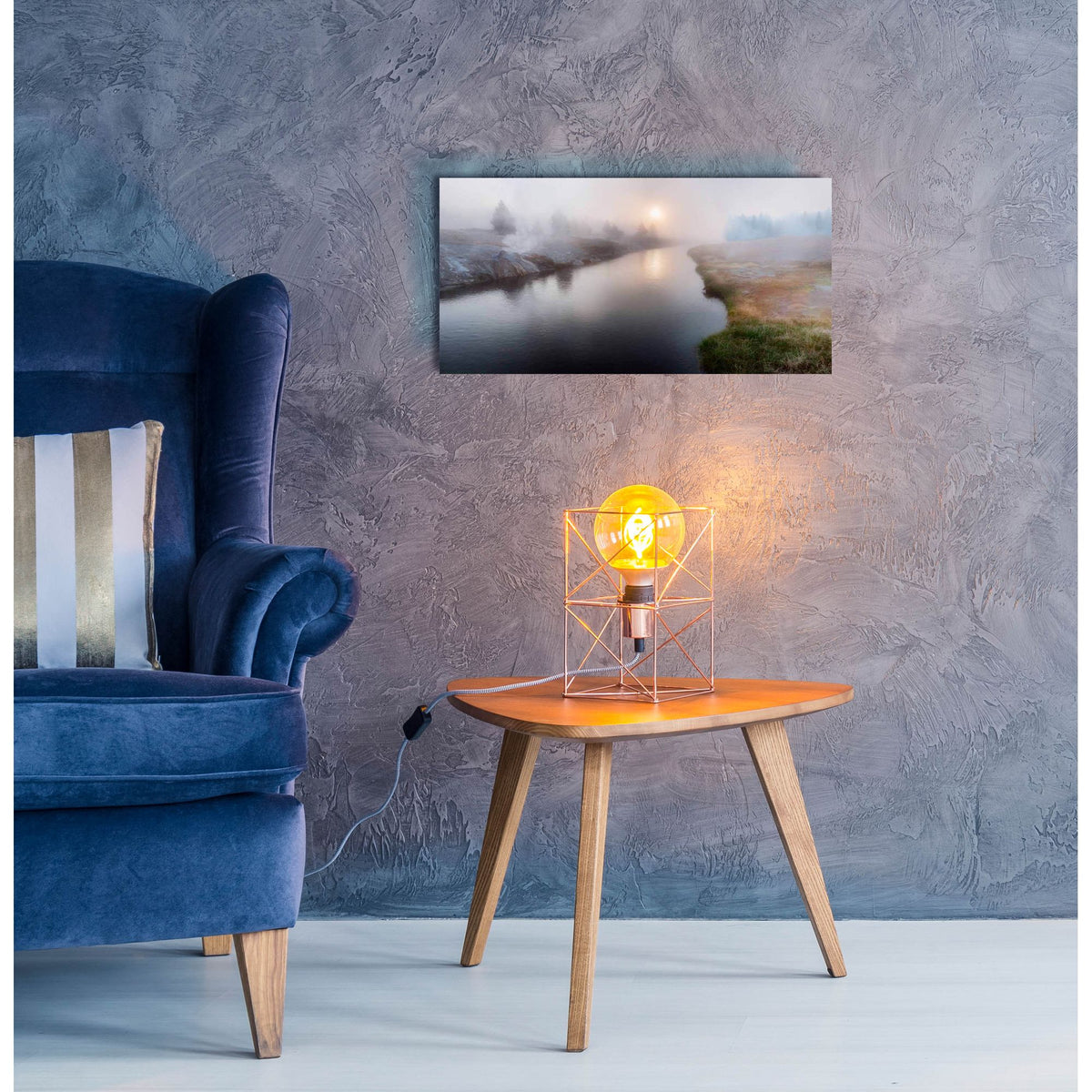 Epic Art 'Panoramic View of a Foggy River at Dawn' by Lena Owens, Acrylic Glass Wall Art,24x12