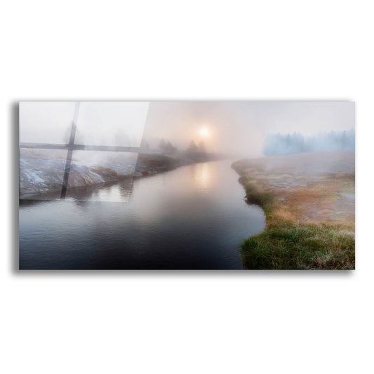 Epic Art 'Panoramic View of a Foggy River at Dawn' by Lena Owens, Acrylic Glass Wall Art