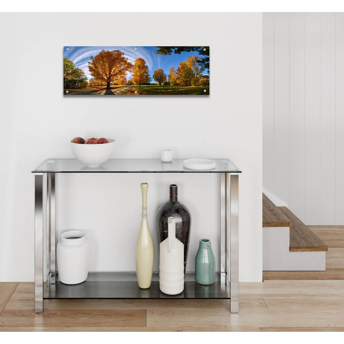 Epic Art 'At Countryside Rural Road New England Panorama' by Lena Owens, Acrylic Glass Wall Art,36x12