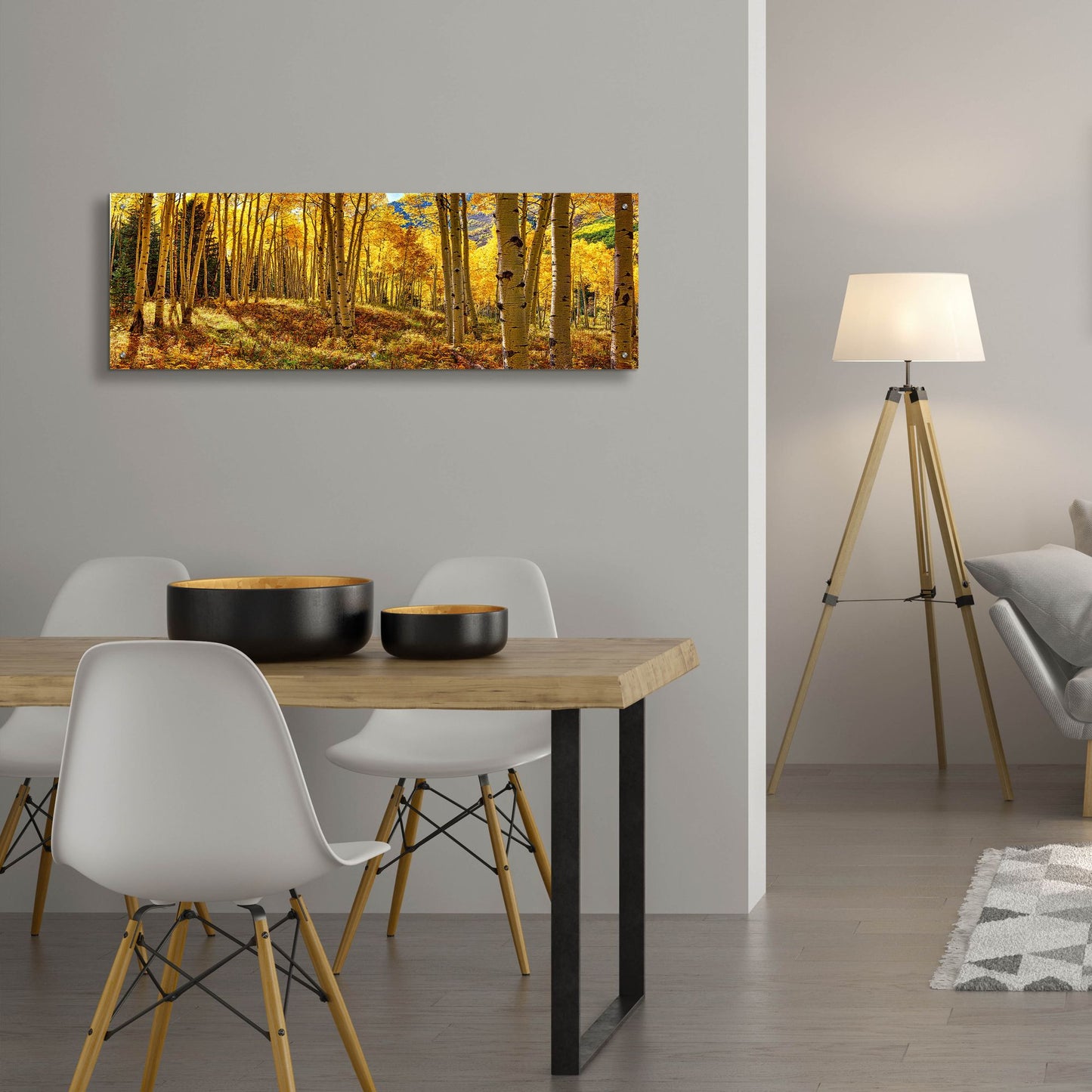 Epic Art 'Autumn Aspen Forest  Colorado Panorama' by Lena Owens, Acrylic Glass Wall Art,48x16