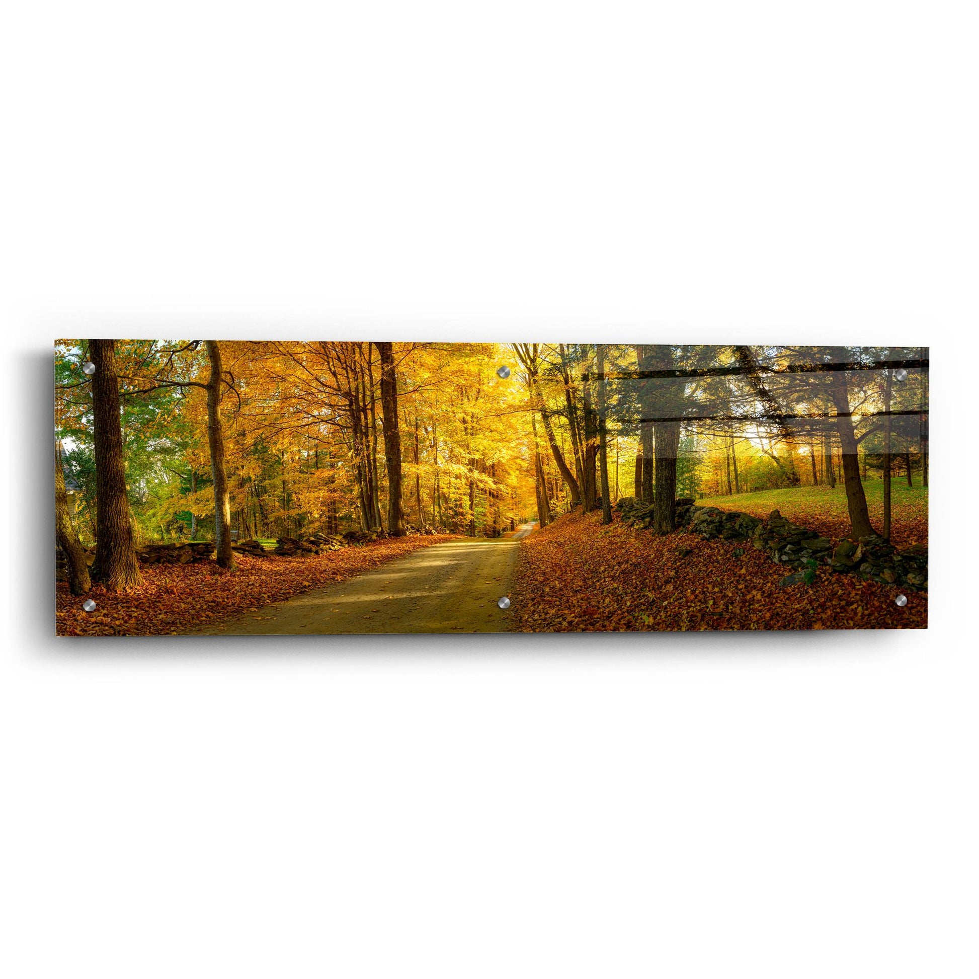 Epic Art 'Countryside Road Woodstock Vermont Panorama' by Lena Owens, Acrylic Glass Wall Art,36x12