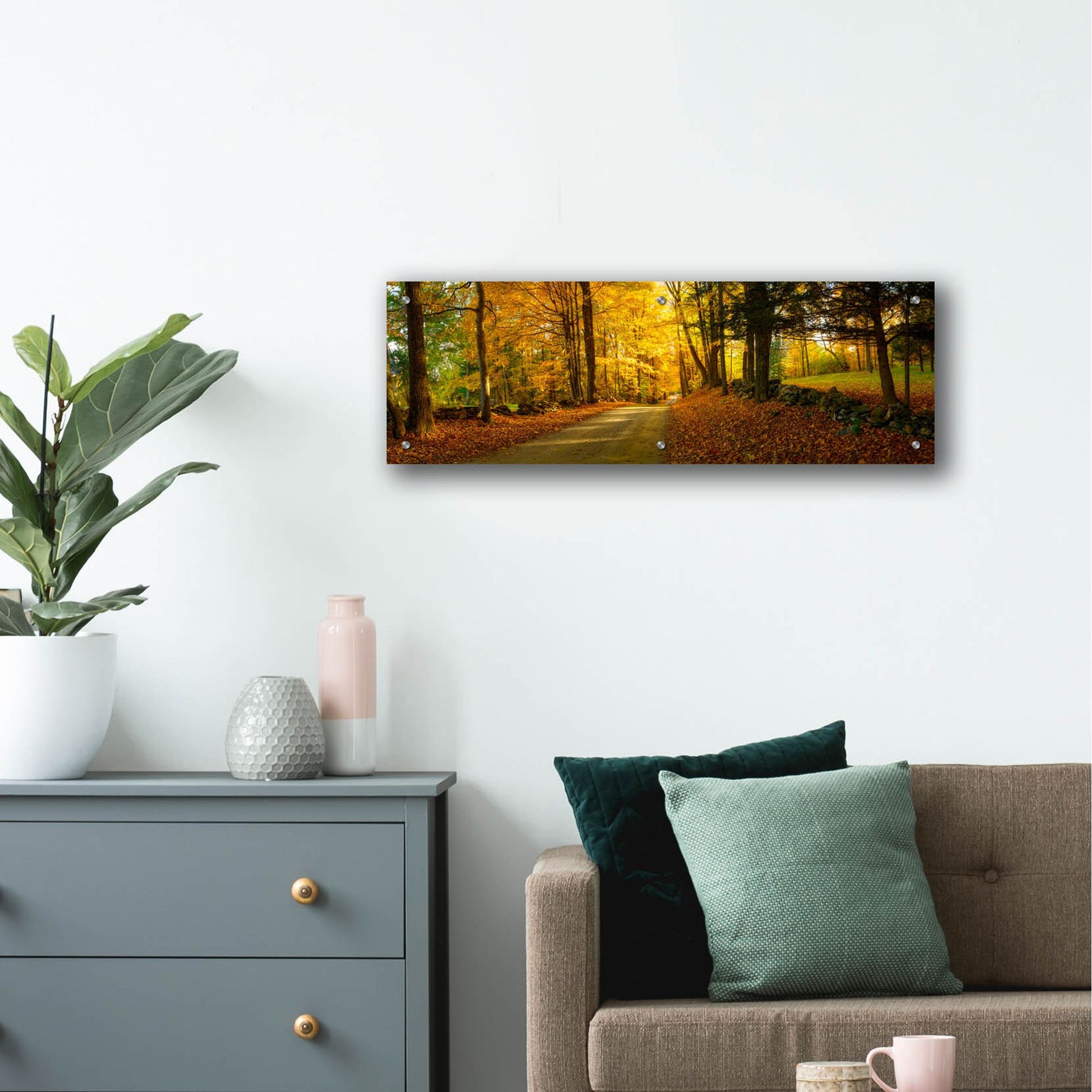 Epic Art 'Countryside Road Woodstock Vermont Panorama' by Lena Owens, Acrylic Glass Wall Art,36x12