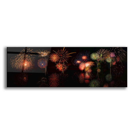 Epic Art 'Fireworks Reflection In Water Panorama' by Lena Owens, Acrylic Glass Wall Art