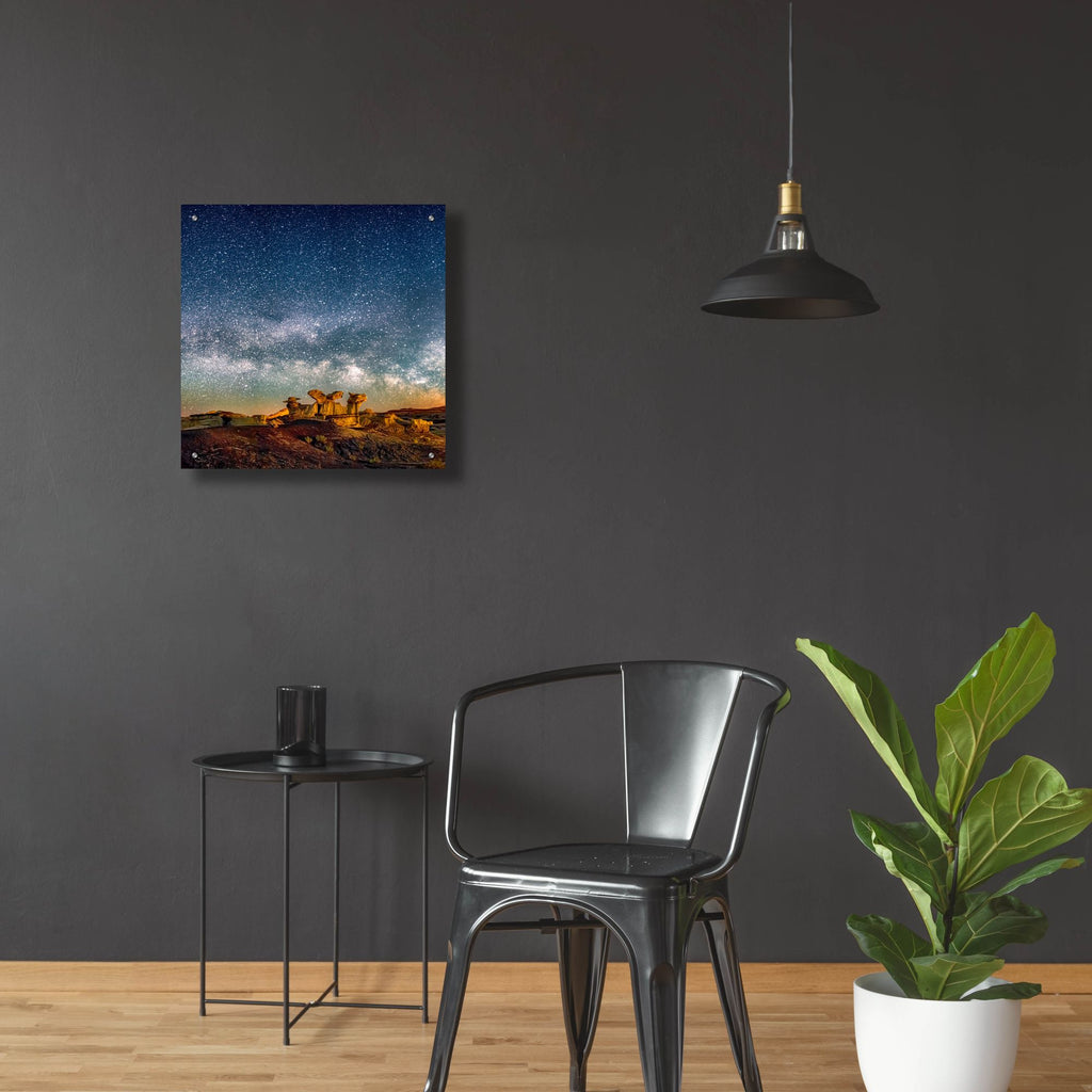 Epic Art 'Bisti Badlands Hoodoos Under New Mexico Starry Night Square' by Lena Owens, Acrylic Glass Wall Art,24x24