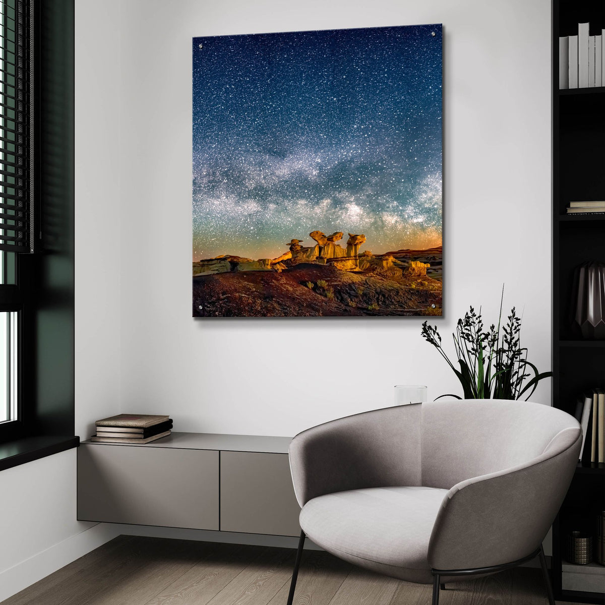 Epic Art 'Bisti Badlands Hoodoos Under New Mexico Starry Night Square' by Lena Owens, Acrylic Glass Wall Art,36x36