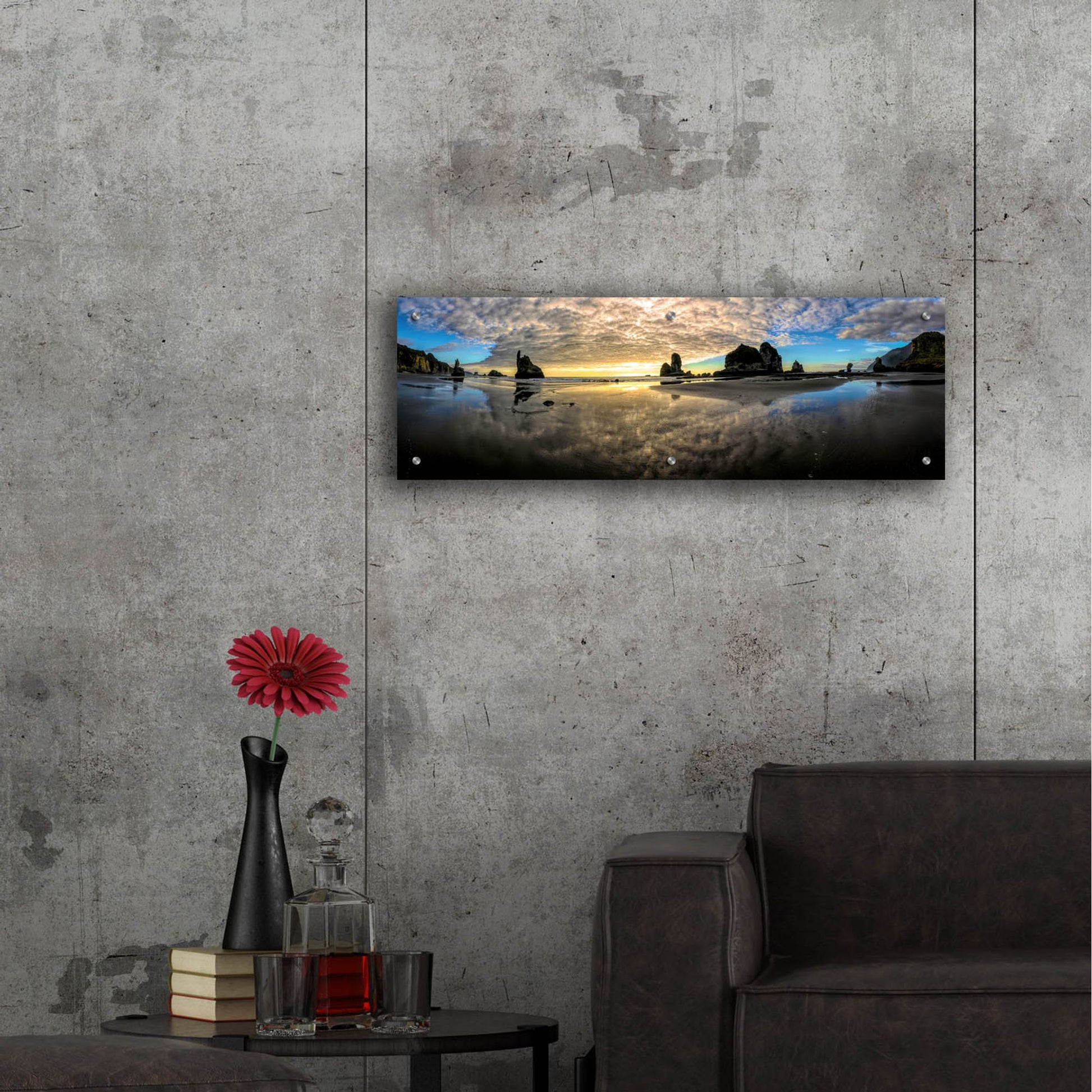 Epic Art 'Before Sunset' by Lena Owens, Acrylic Glass Wall Art,36x12