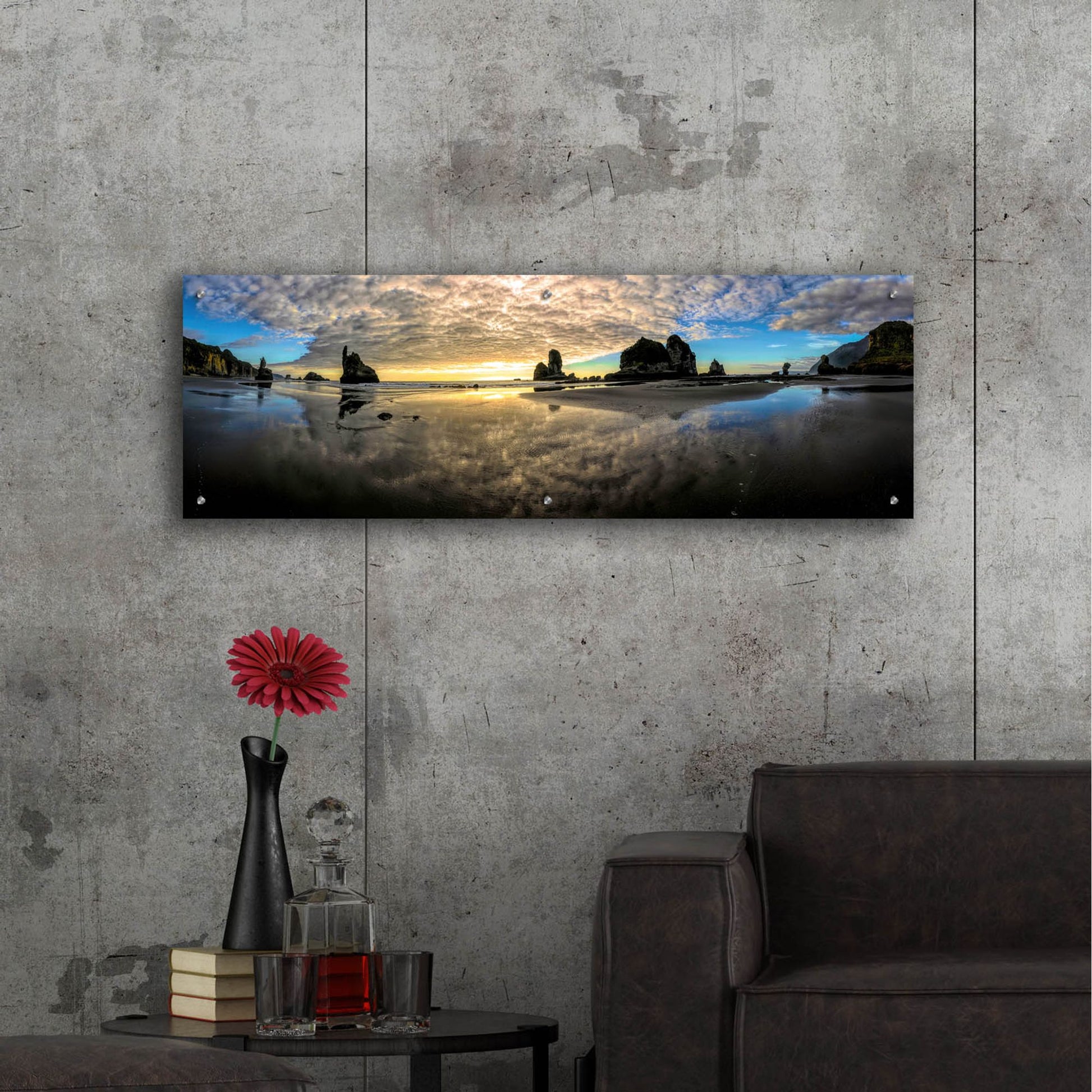 Epic Art 'Before Sunset' by Lena Owens, Acrylic Glass Wall Art,48x16