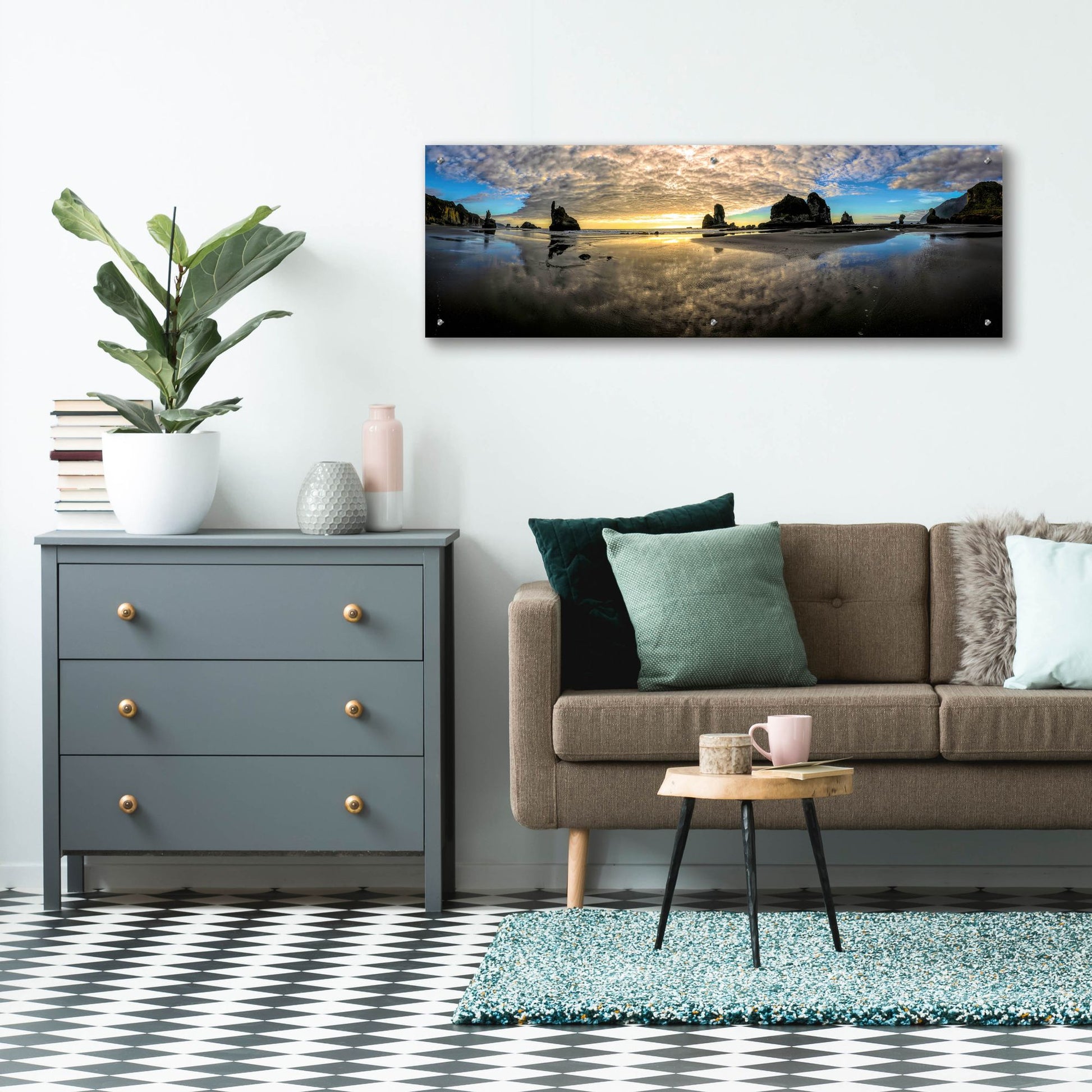 Epic Art 'Before Sunset' by Lena Owens, Acrylic Glass Wall Art,48x16