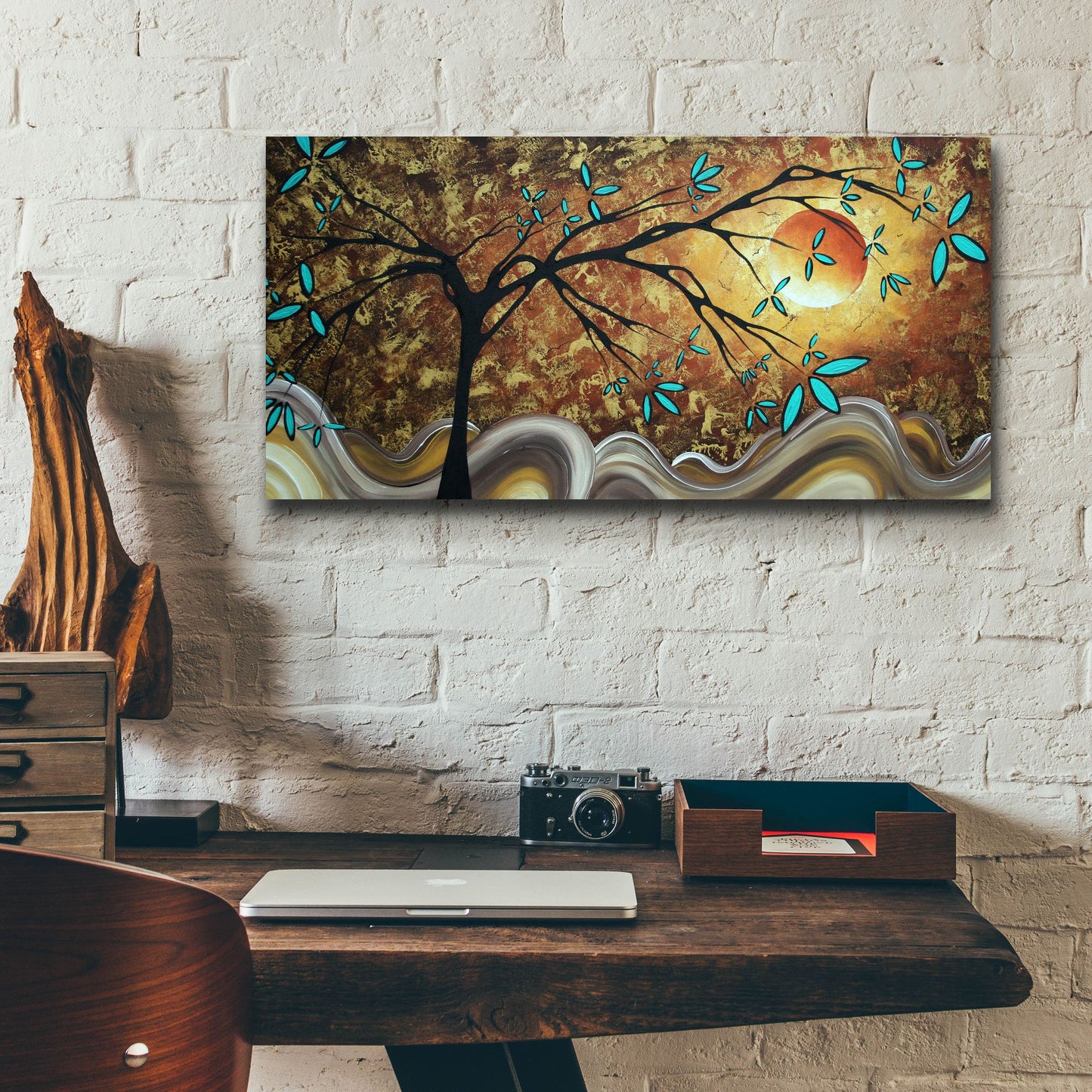 Epic Art 'Apricot Moon' by Megan Duncanson, Acrylic Glass Wall Art,24x12