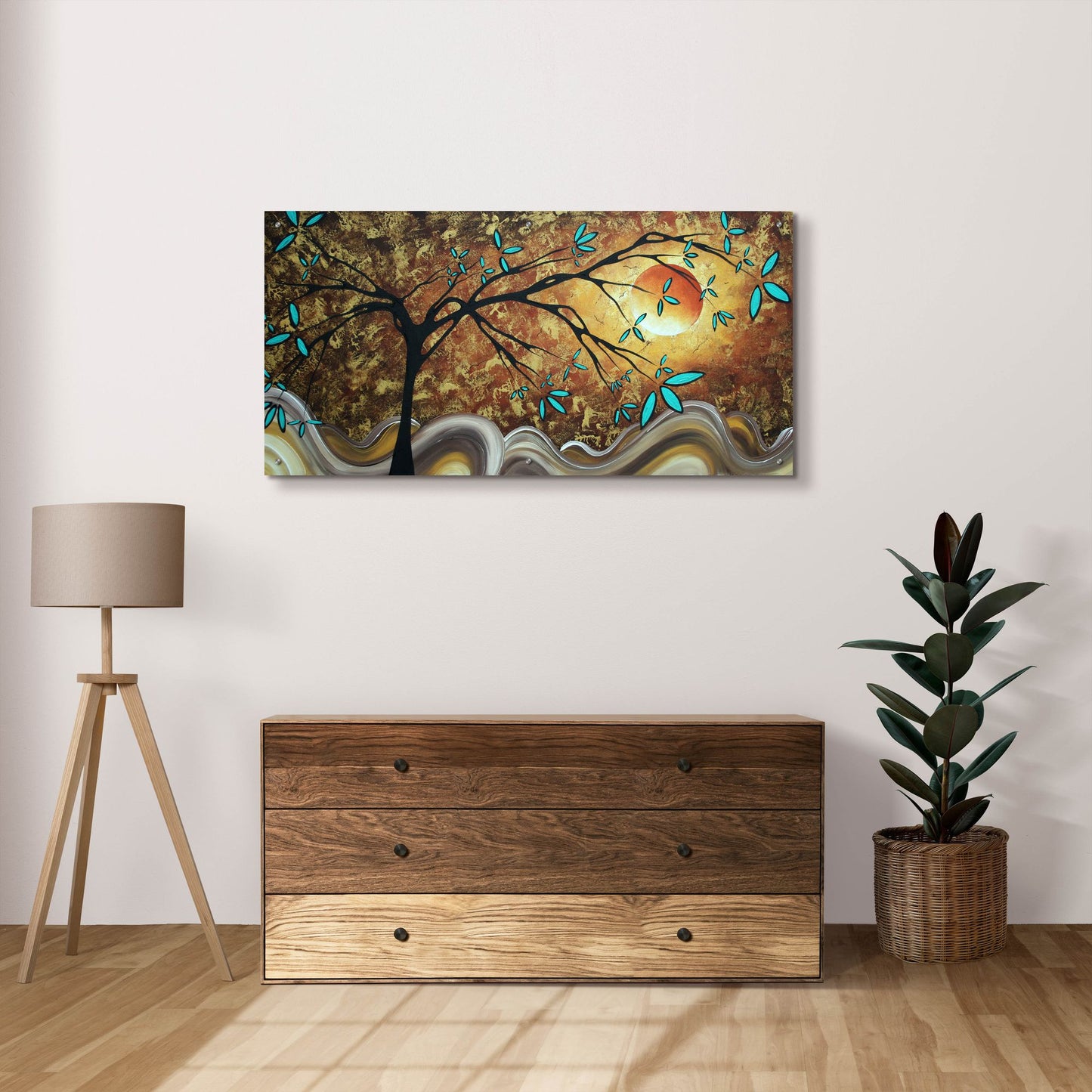 Epic Art 'Apricot Moon' by Megan Duncanson, Acrylic Glass Wall Art,48x24