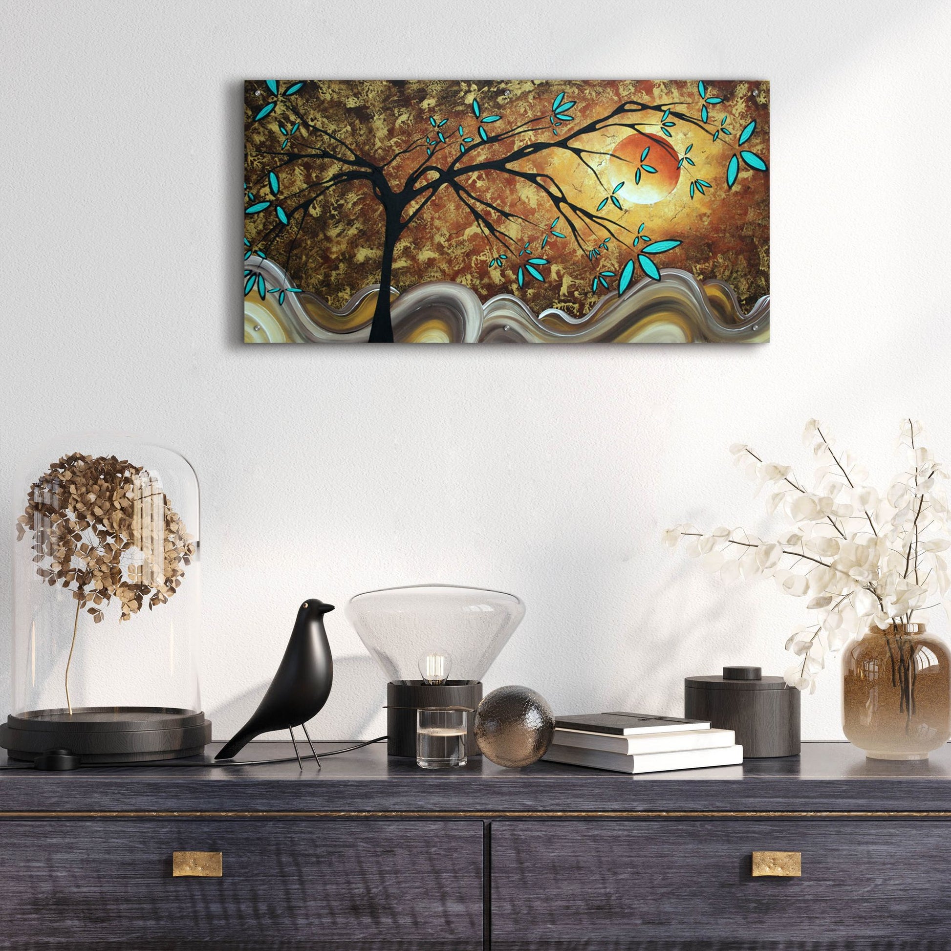 Epic Art 'Apricot Moon' by Megan Duncanson, Acrylic Glass Wall Art,48x24