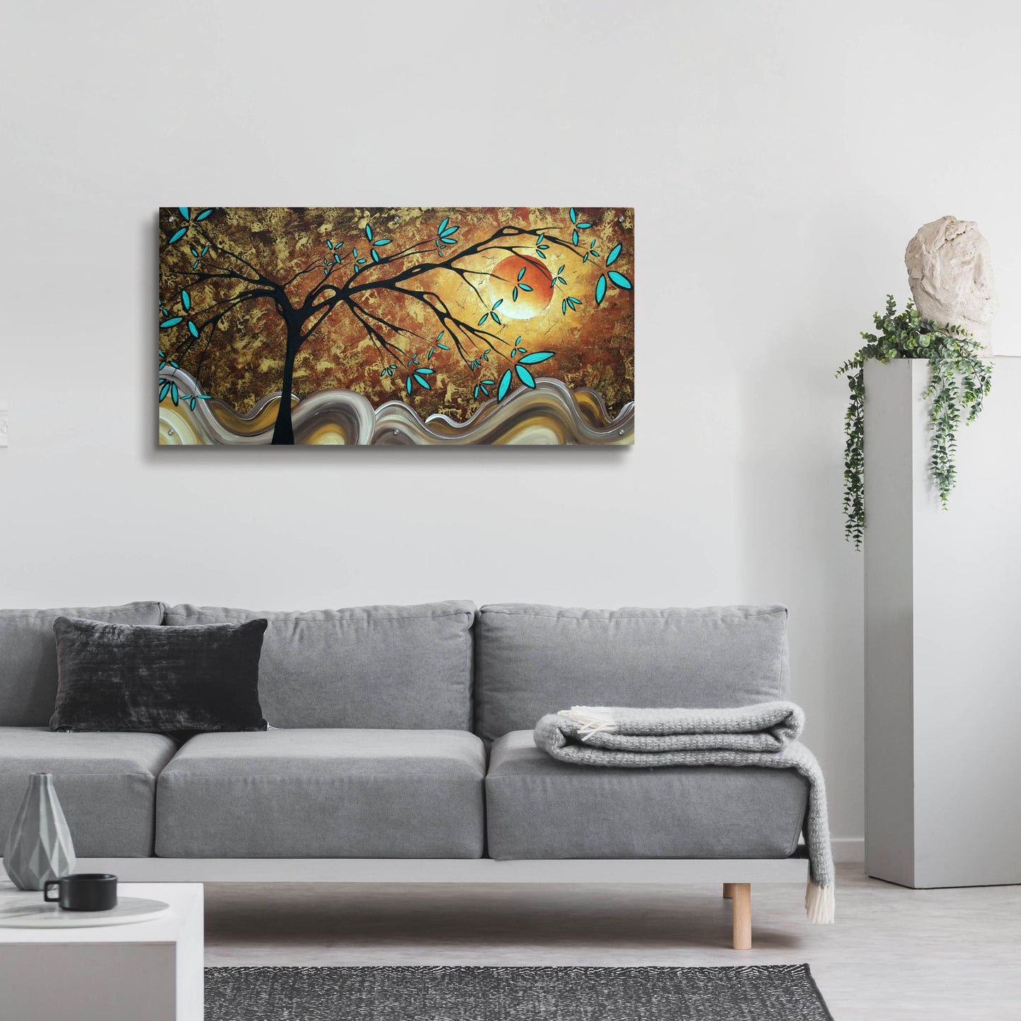 Epic Art 'Apricot Moon' by Megan Duncanson, Acrylic Glass Wall Art,48x24