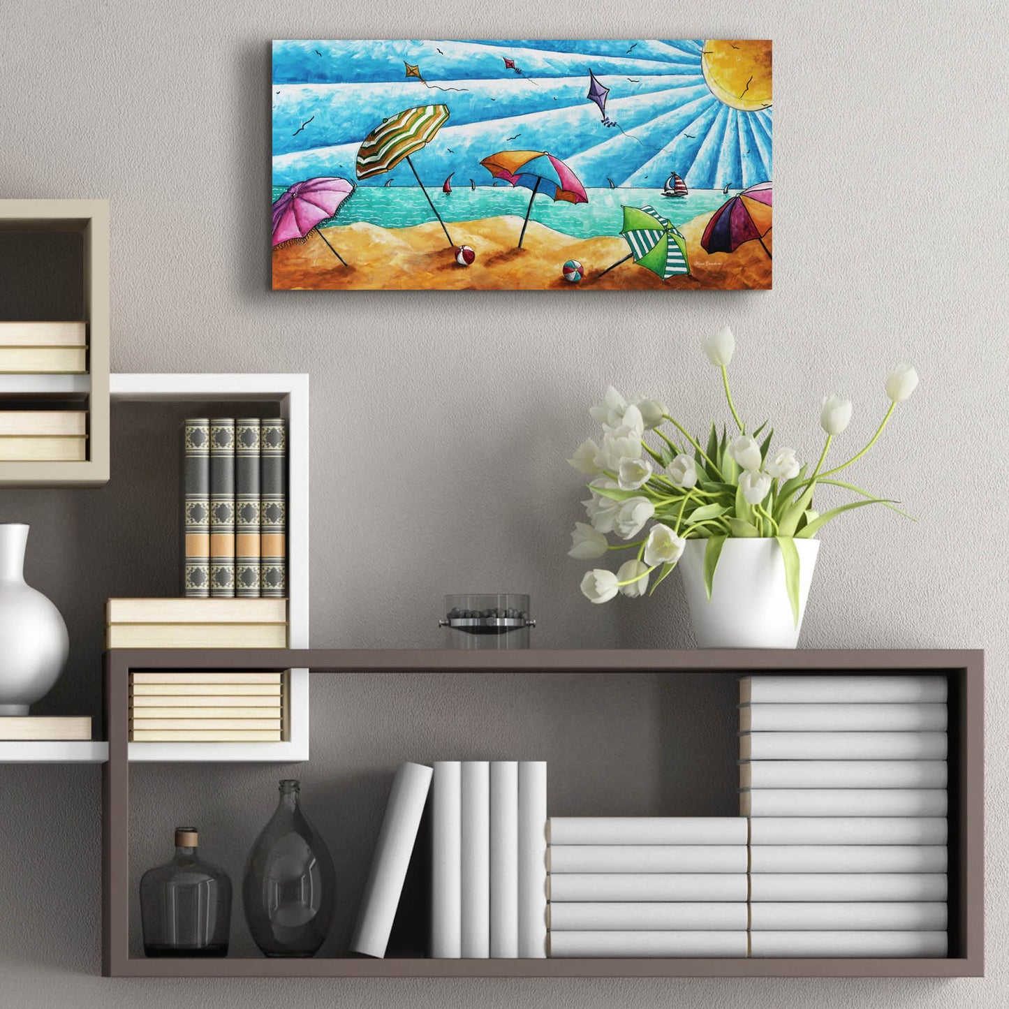 Epic Art 'Beach Life I' by Megan Duncanson, Acrylic Glass Wall Art,24x12