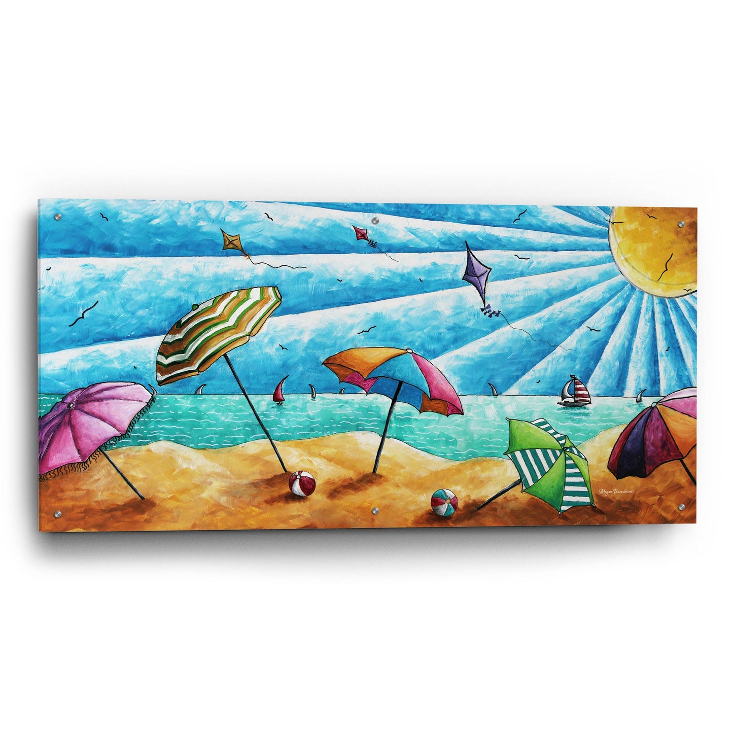 Epic Art 'Beach Life I' by Megan Duncanson, Acrylic Glass Wall Art,48x24