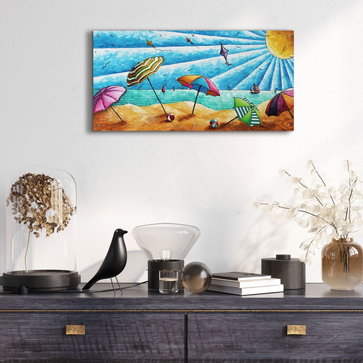 Epic Art 'Beach Life I' by Megan Duncanson, Acrylic Glass Wall Art,48x24