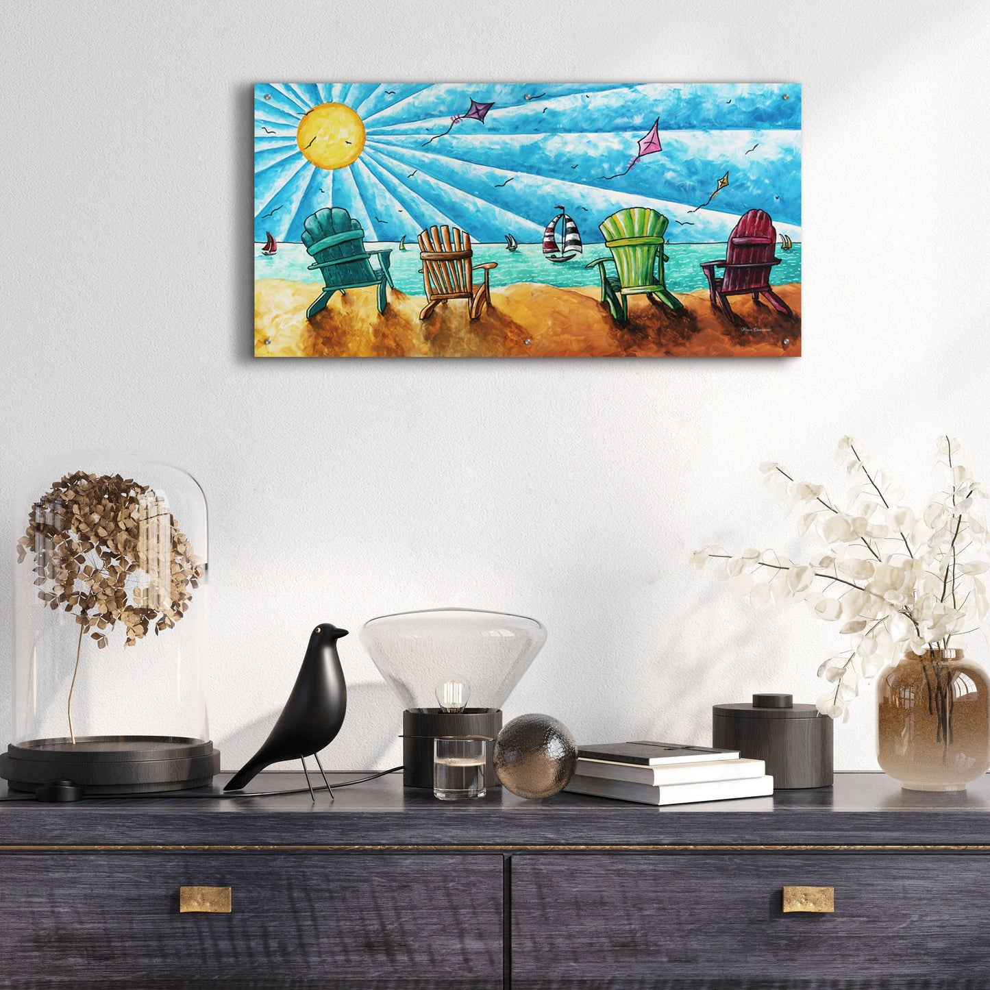 Epic Art 'Beach Life II' by Megan Duncanson, Acrylic Glass Wall Art,48x24