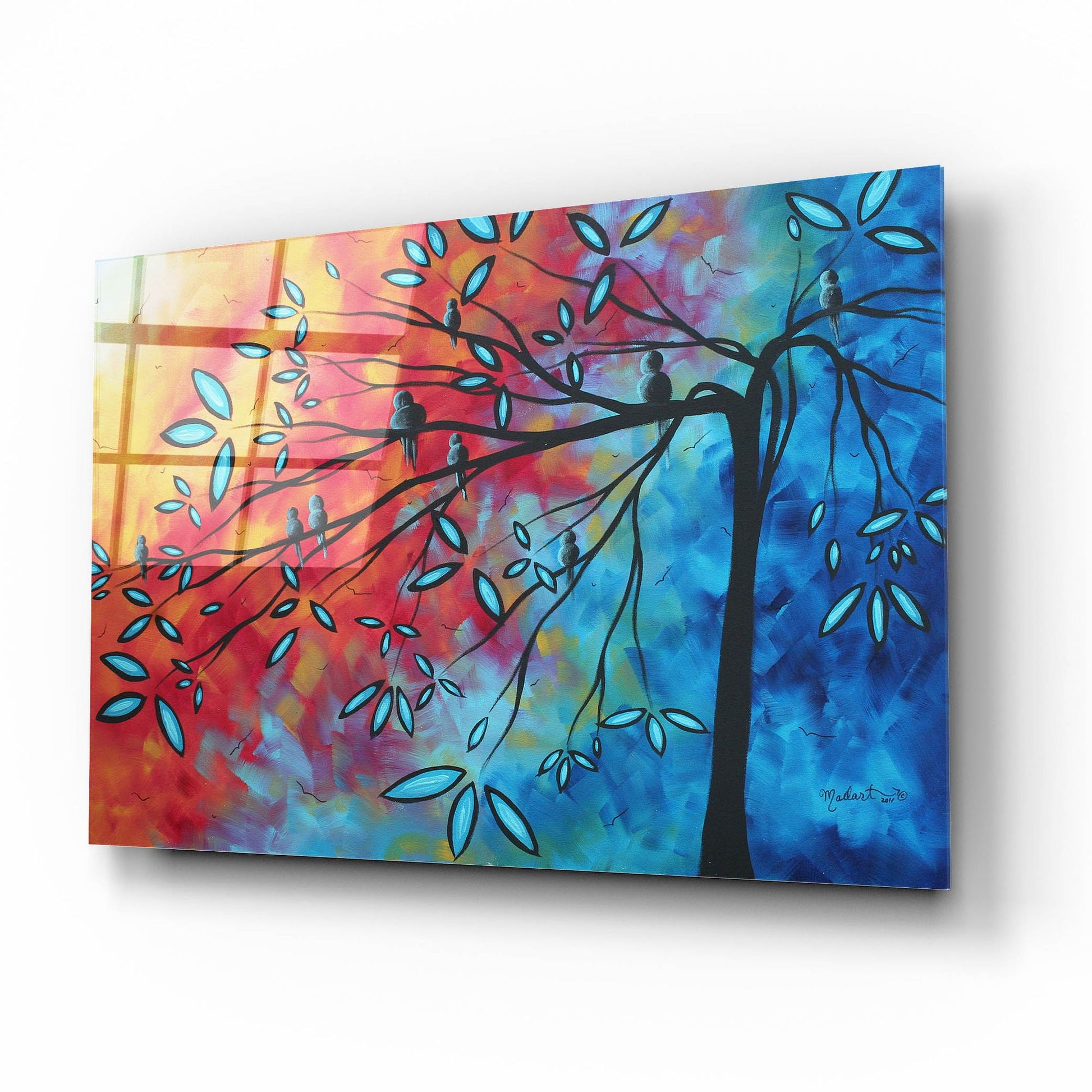 Epic Art 'Birds & Blossoms' by Megan Duncanson, Acrylic Glass Wall Art,16x12