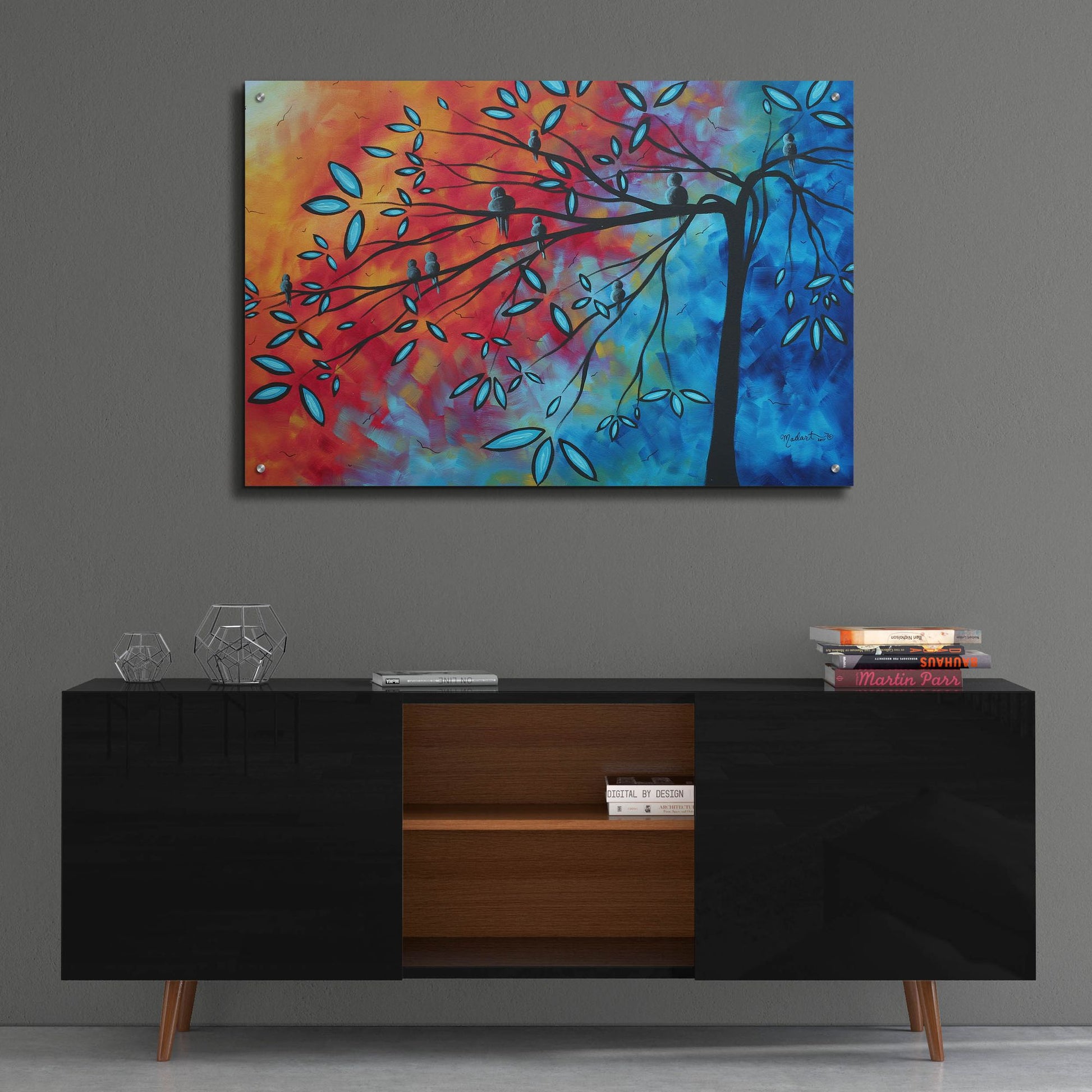 Epic Art 'Birds & Blossoms' by Megan Duncanson, Acrylic Glass Wall Art,36x24