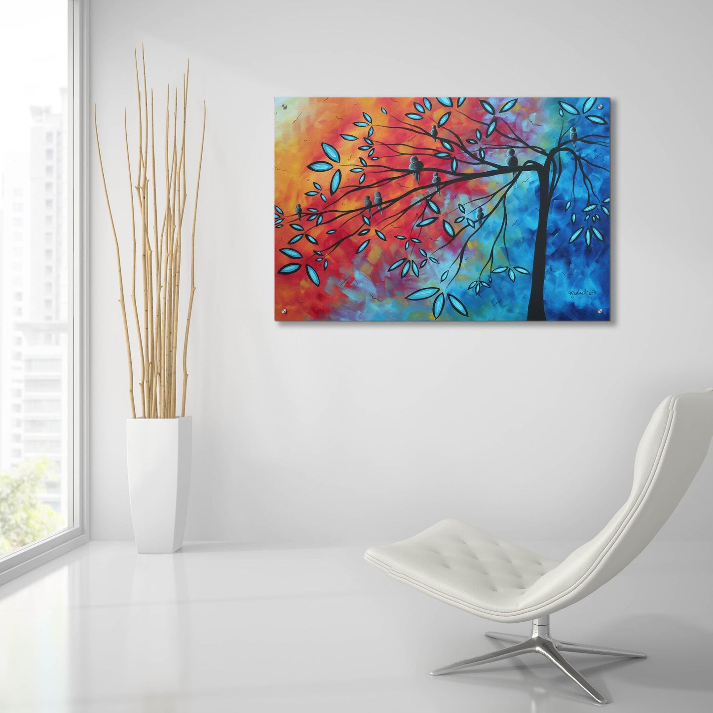 Epic Art 'Birds & Blossoms' by Megan Duncanson, Acrylic Glass Wall Art,36x24