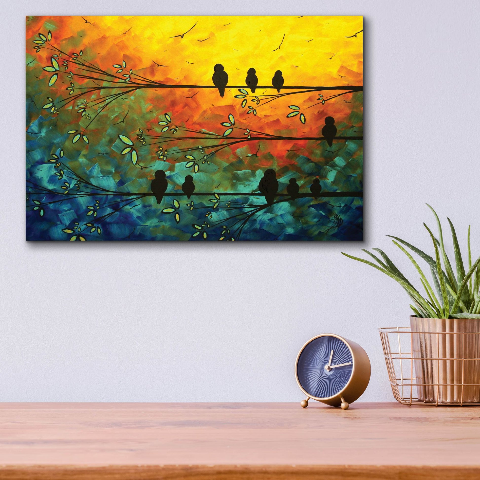 Epic Art 'Birds of a Feather' by Megan Duncanson, Acrylic Glass Wall Art,16x12