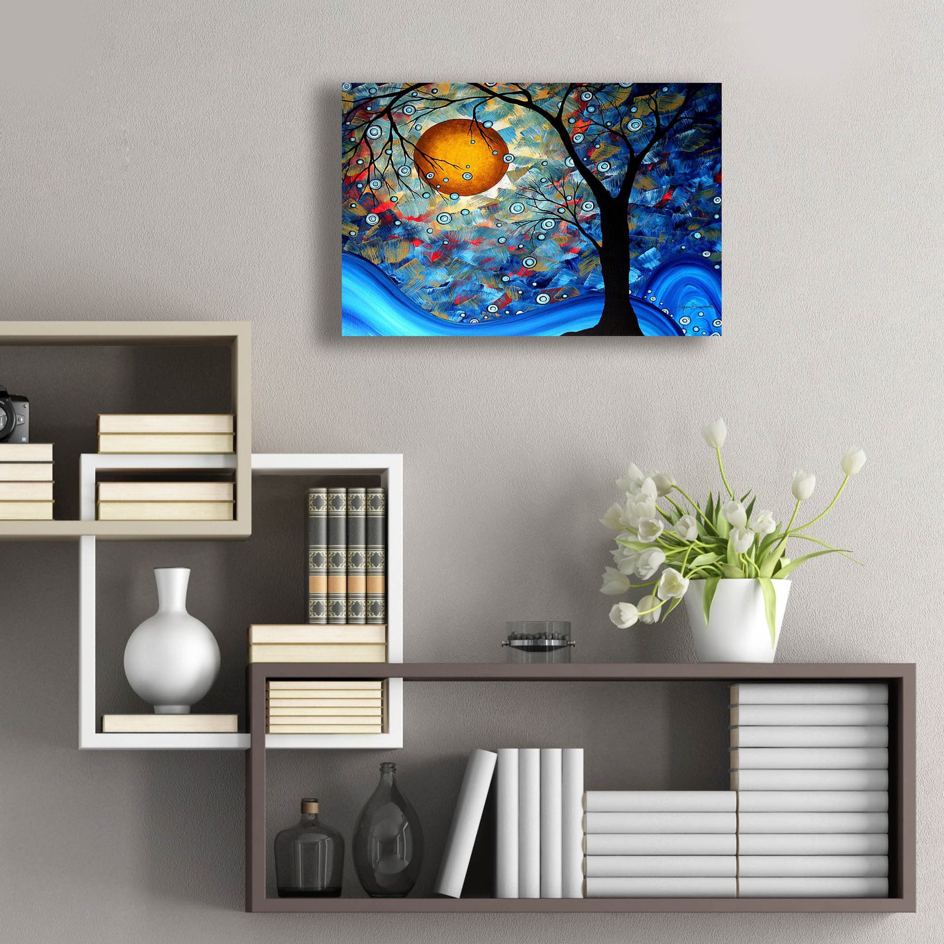 Epic Art 'Blue Essence' by Megan Duncanson, Acrylic Glass Wall Art,24x16