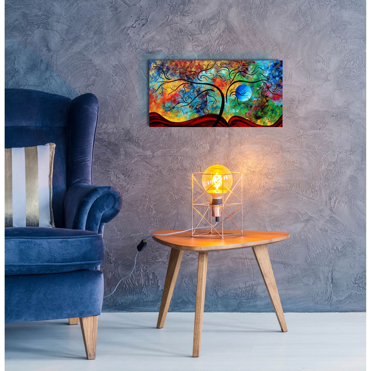 Epic Art 'Blue Moon Rising' by Megan Duncanson, Acrylic Glass Wall Art,24x12