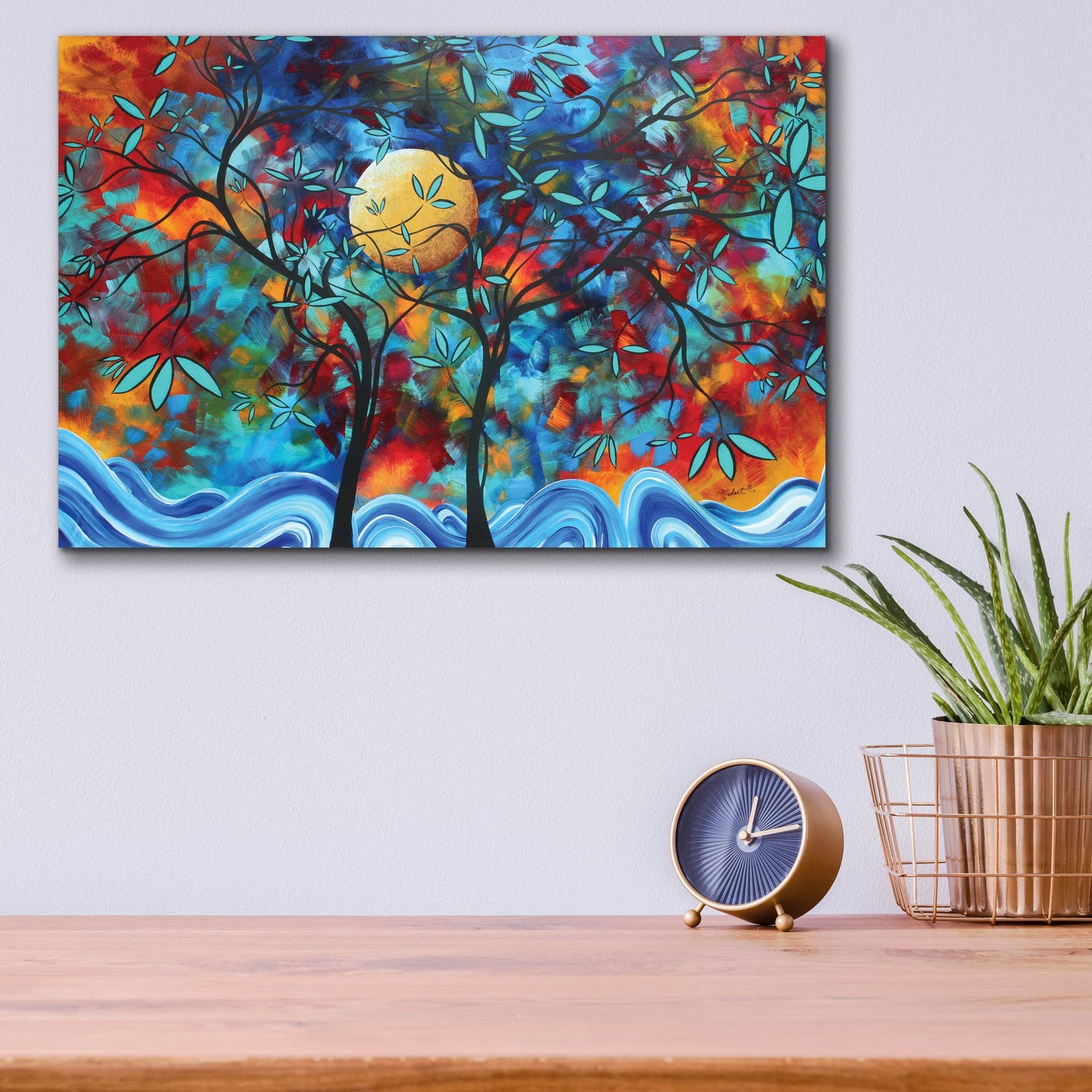 Epic Art 'Lover's Moon' by Megan Duncanson, Acrylic Glass Wall Art,16x12