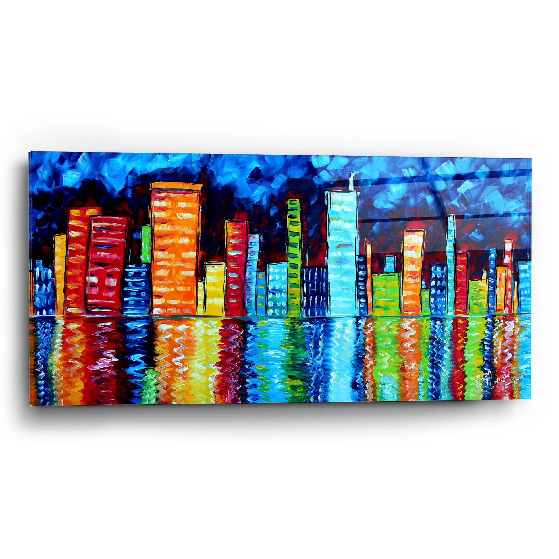 Epic Art 'City Nights II' by Megan Duncanson, Acrylic Glass Wall Art,24x12