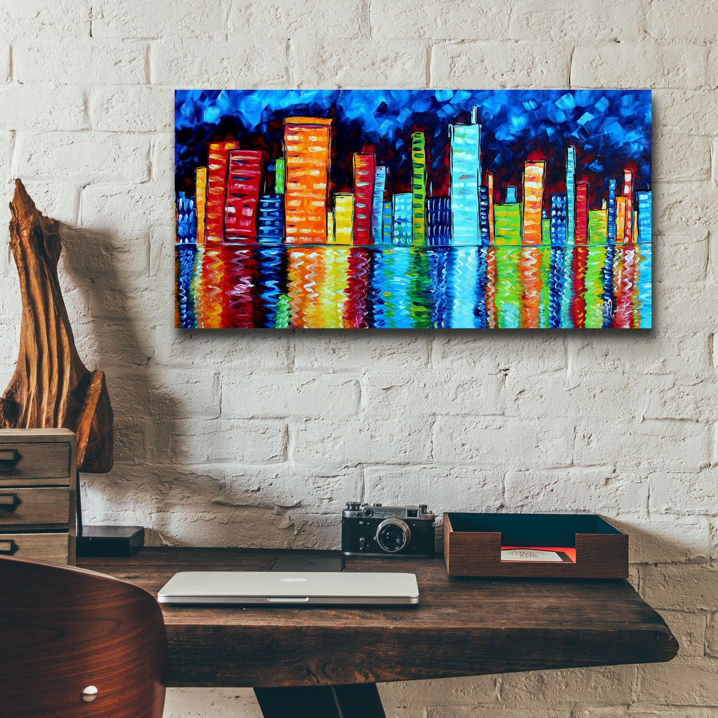 Epic Art 'City Nights II' by Megan Duncanson, Acrylic Glass Wall Art,24x12