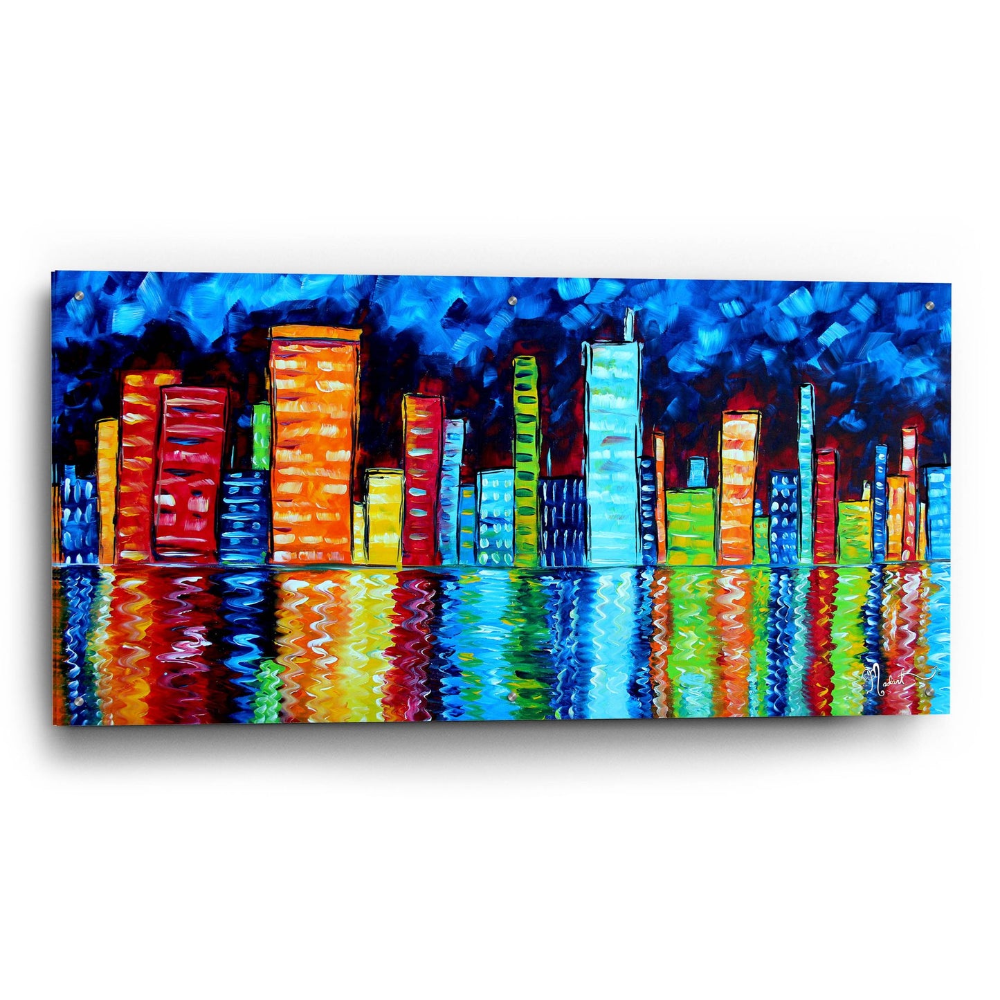 Epic Art 'City Nights II' by Megan Duncanson, Acrylic Glass Wall Art,48x24