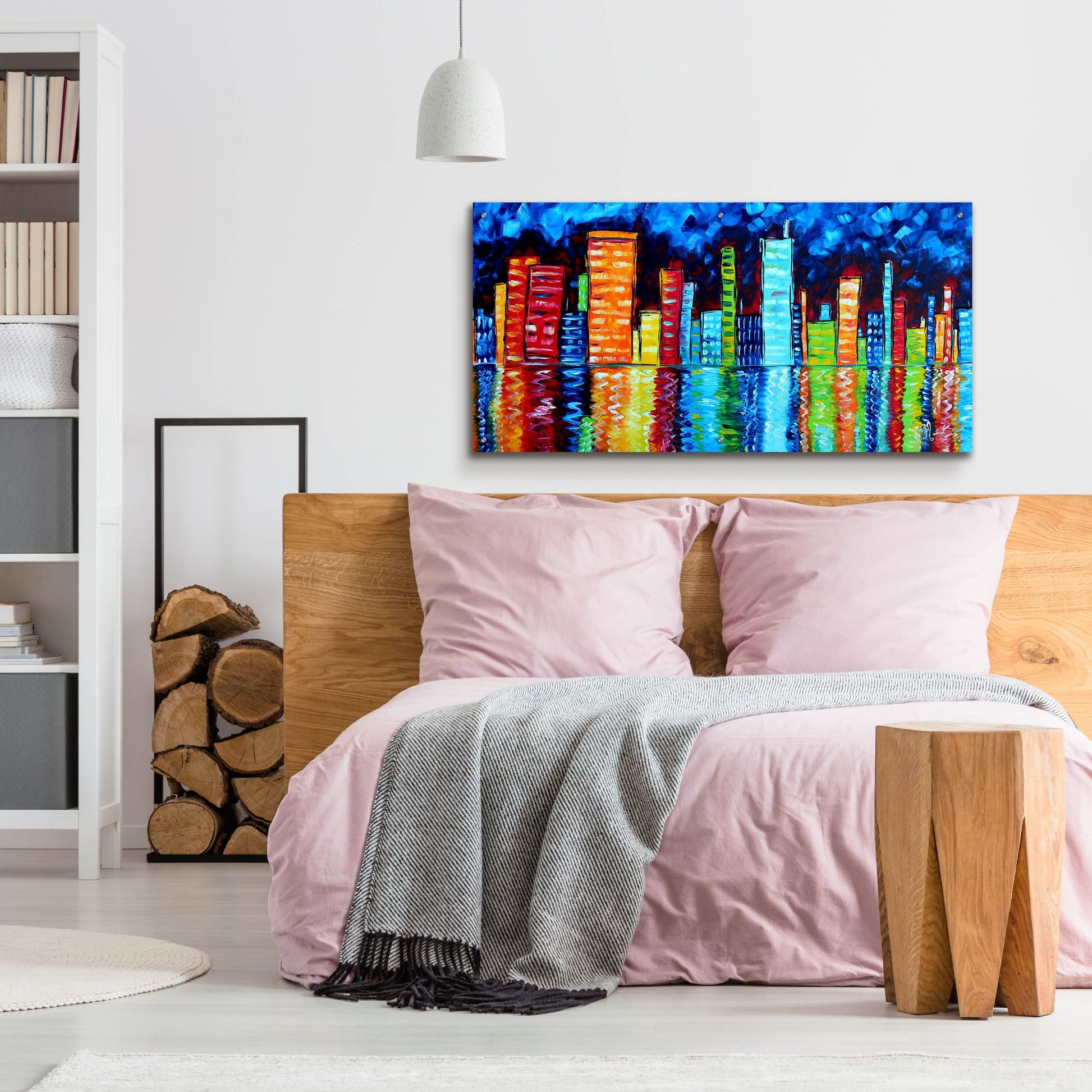 Epic Art 'City Nights II' by Megan Duncanson, Acrylic Glass Wall Art,48x24