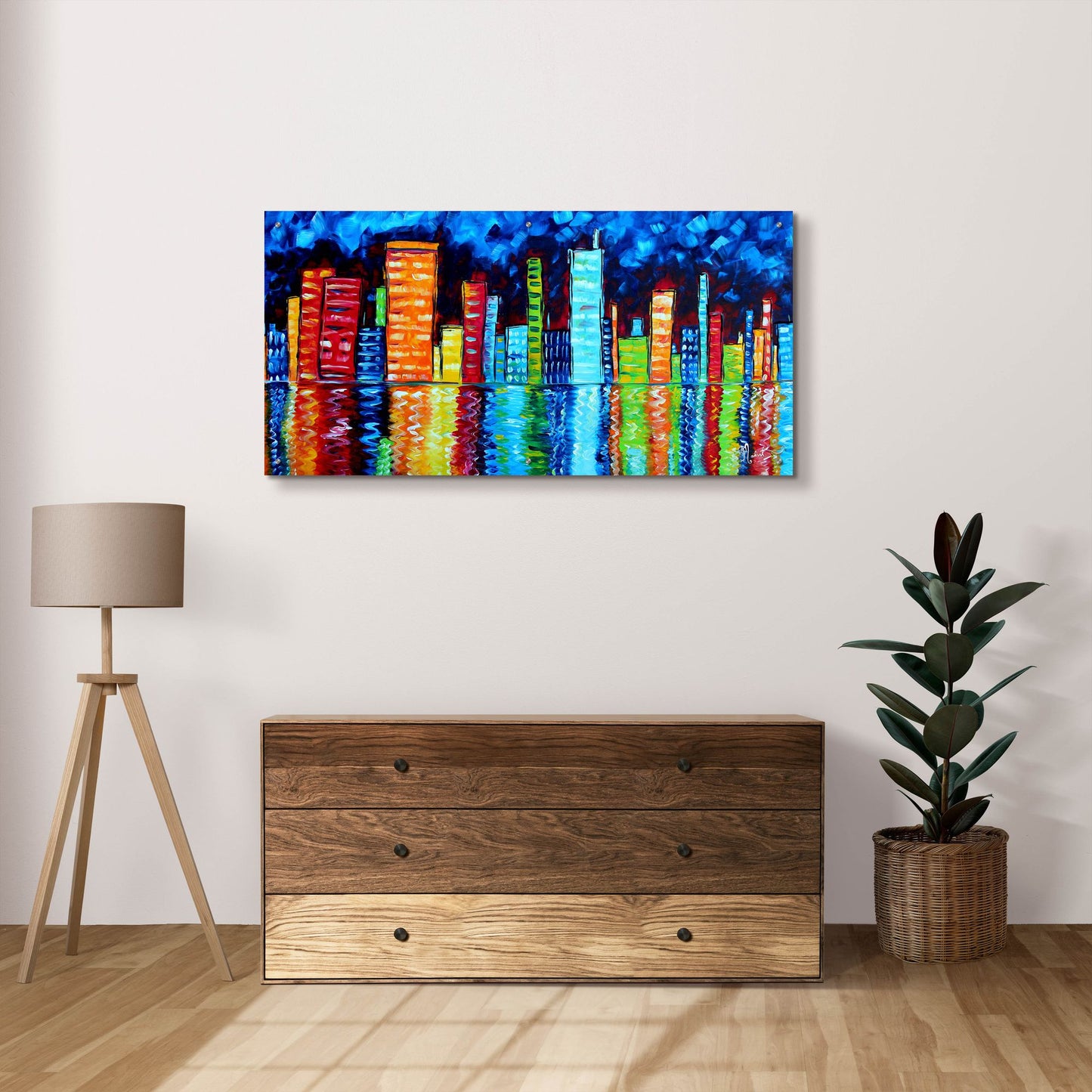 Epic Art 'City Nights II' by Megan Duncanson, Acrylic Glass Wall Art,48x24