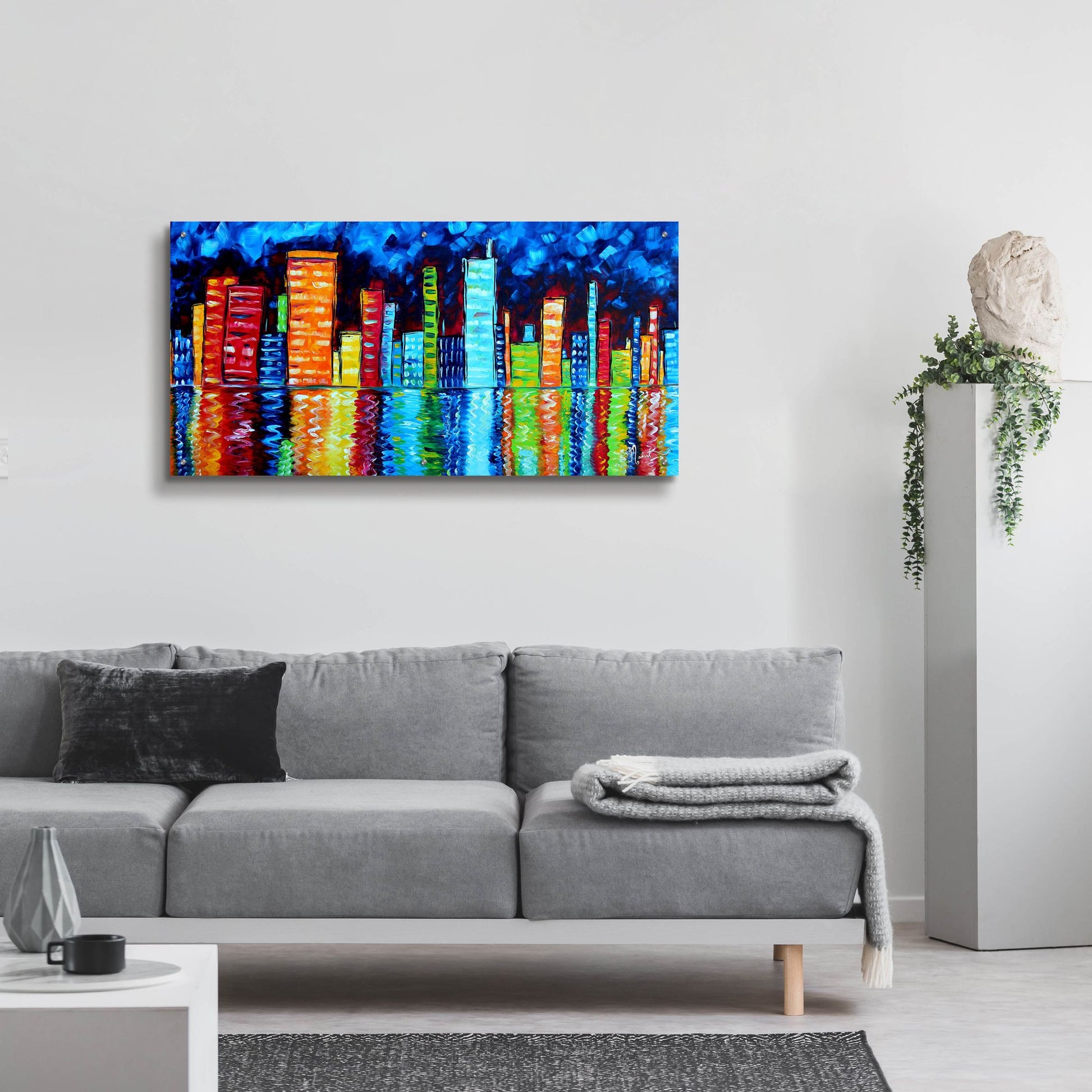 Epic Art 'City Nights II' by Megan Duncanson, Acrylic Glass Wall Art,48x24