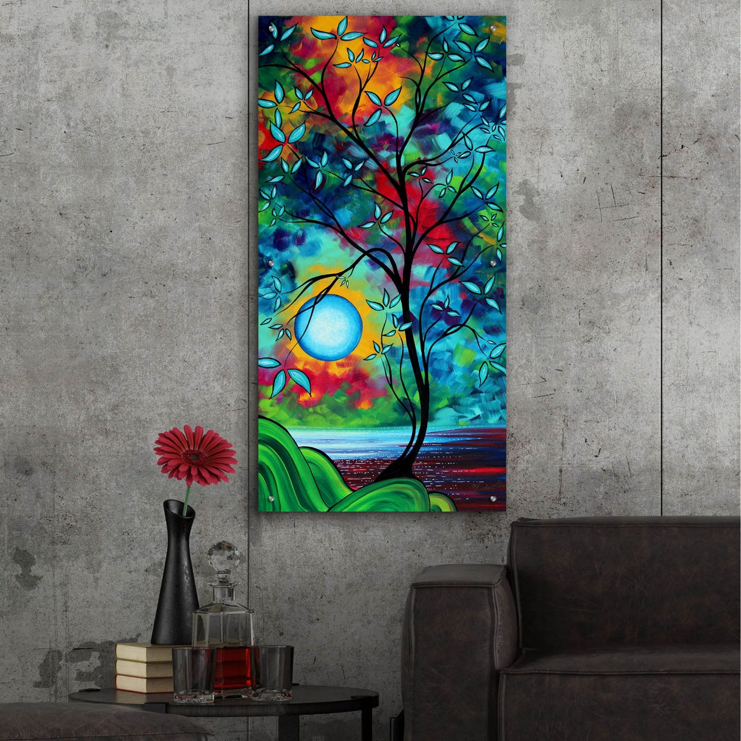 Epic Art 'Under the Light of the Blue Moon I' by Megan Duncanson, Acrylic Glass Wall Art,24x48