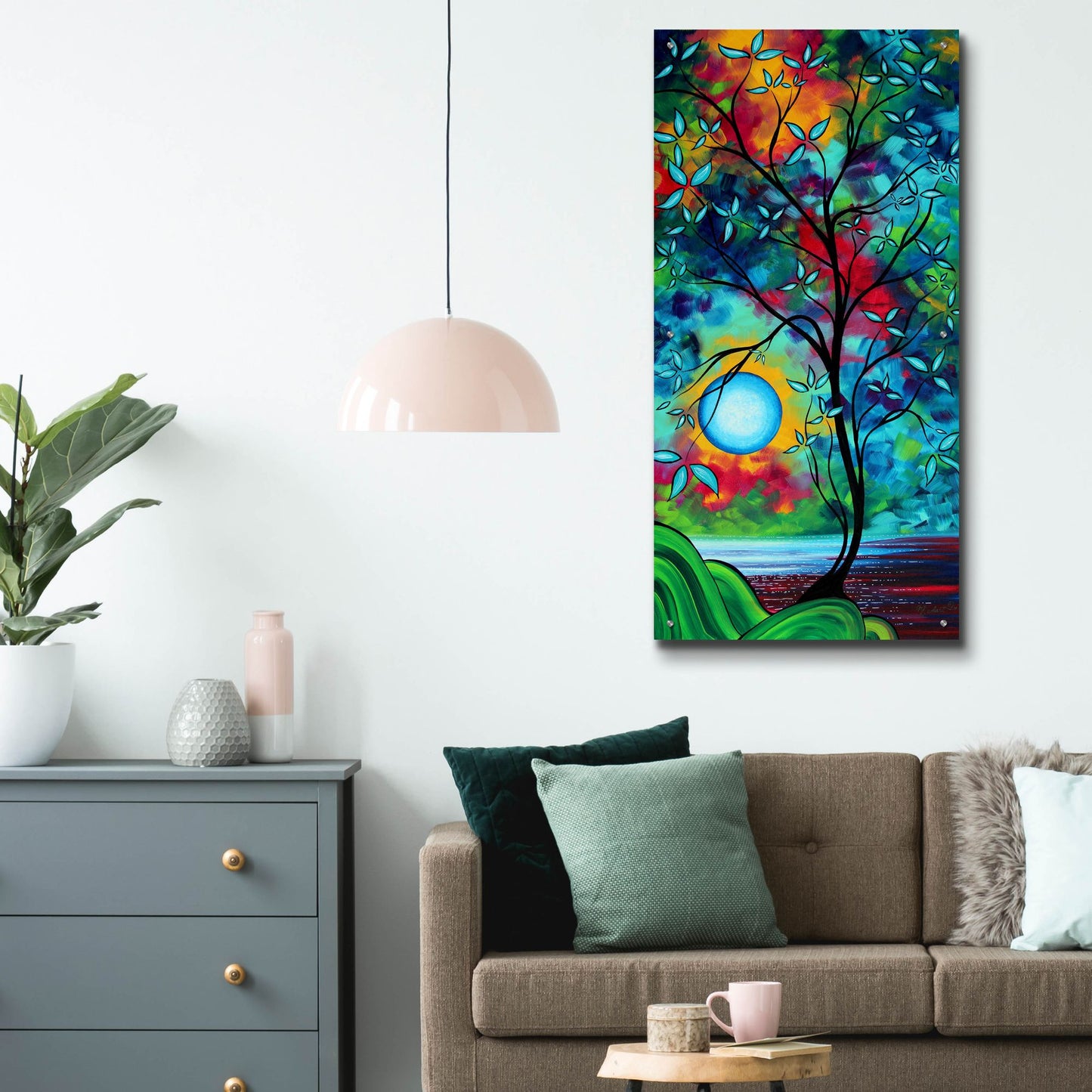 Epic Art 'Under the Light of the Blue Moon I' by Megan Duncanson, Acrylic Glass Wall Art,24x48