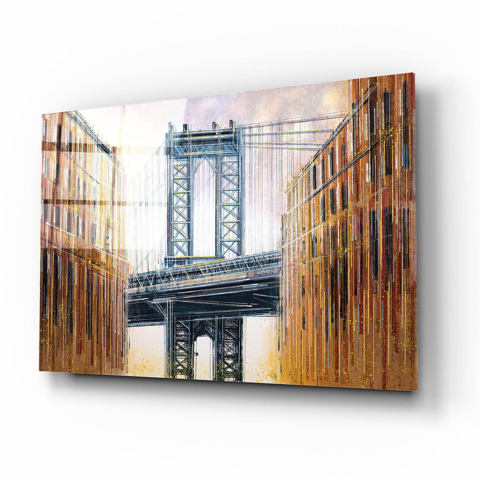 Epic Art 'The Manhattan Bridge at Sunset' by Marc Todd, Acrylic Glass Wall Art,16x12