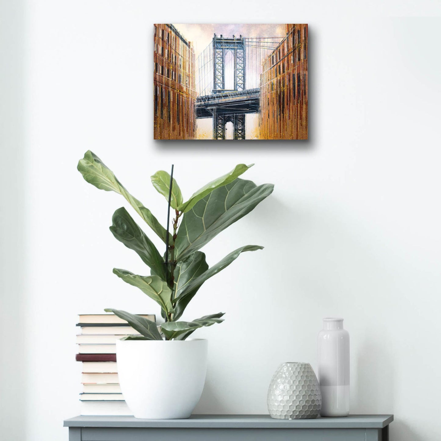 Epic Art 'The Manhattan Bridge at Sunset' by Marc Todd, Acrylic Glass Wall Art,16x12