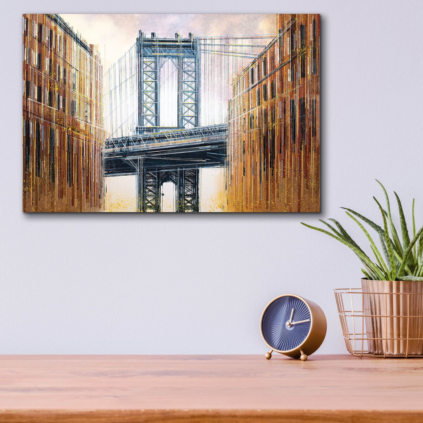 Epic Art 'The Manhattan Bridge at Sunset' by Marc Todd, Acrylic Glass Wall Art,16x12