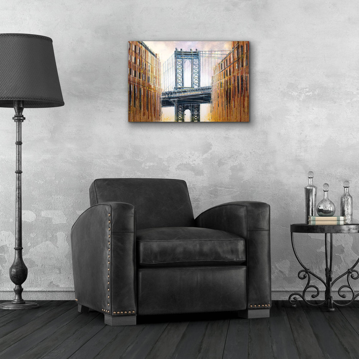 Epic Art 'The Manhattan Bridge at Sunset' by Marc Todd, Acrylic Glass Wall Art,24x16